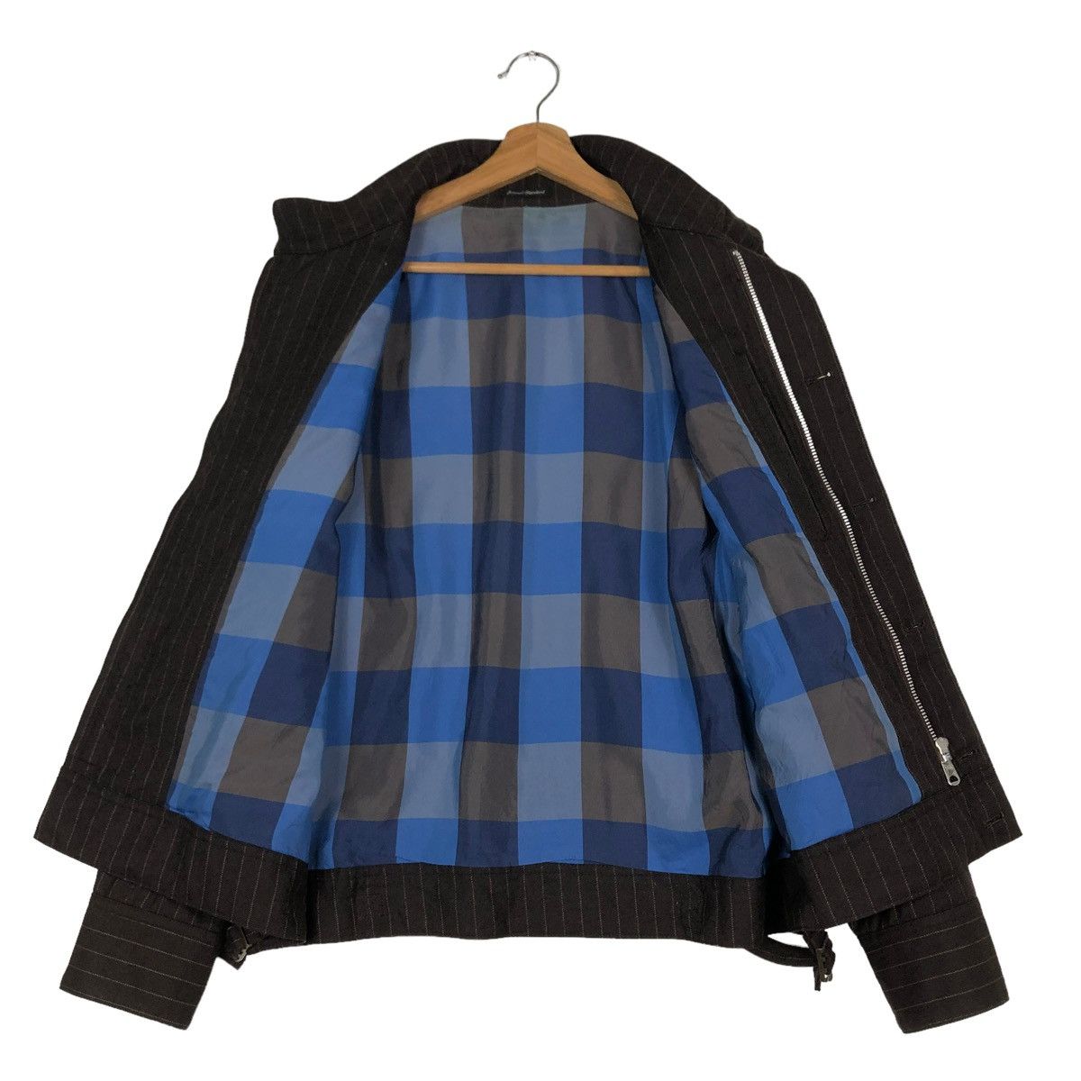 Japanese Brand 🔥VINTAGE BIKER JACKET JOURNAL STANDARD TARTAN DESIGN LINING Size US M / EU 48-50 / 2 - 13 Thumbnail