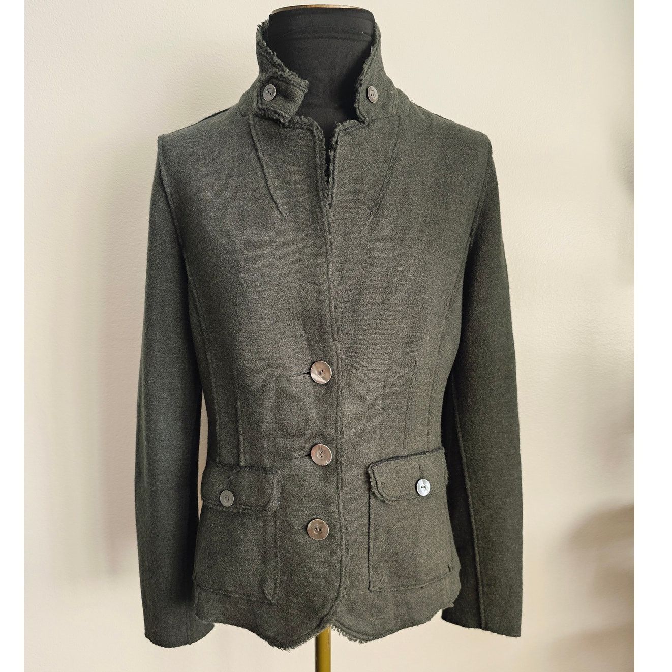 Eileen Fisher EILEEN FISHER Women's Green Merino Wool Knit Blazer Jacket M Size M / US 6-8 / IT 42-44 - 1 Thumbnail