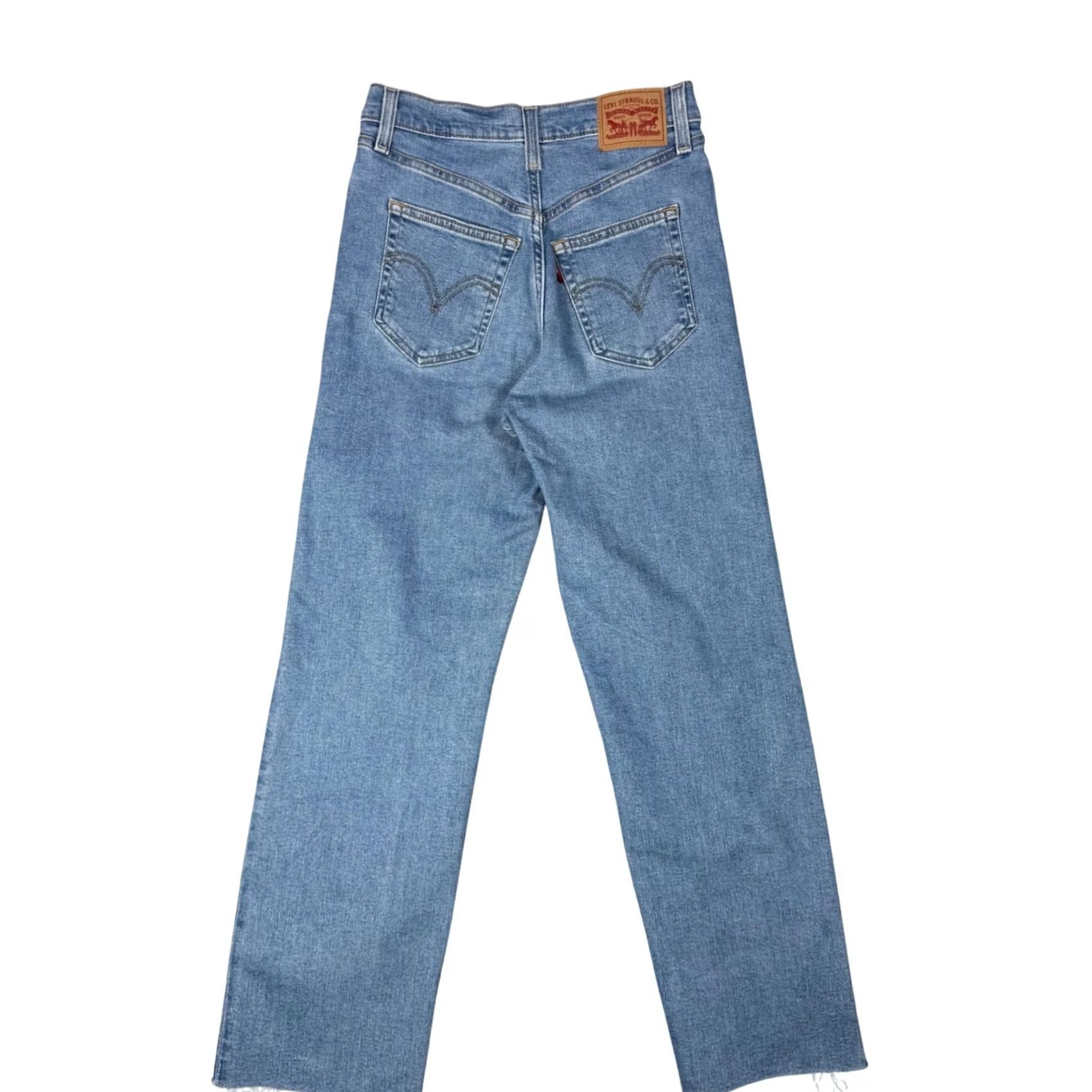 CO Levi Strauss Co Ribcage Straight Ankle Jeans Light Wash Distressed Sz 26 Women Jeans Size 26" / US 2 / IT 38 - 3 Thumbnail