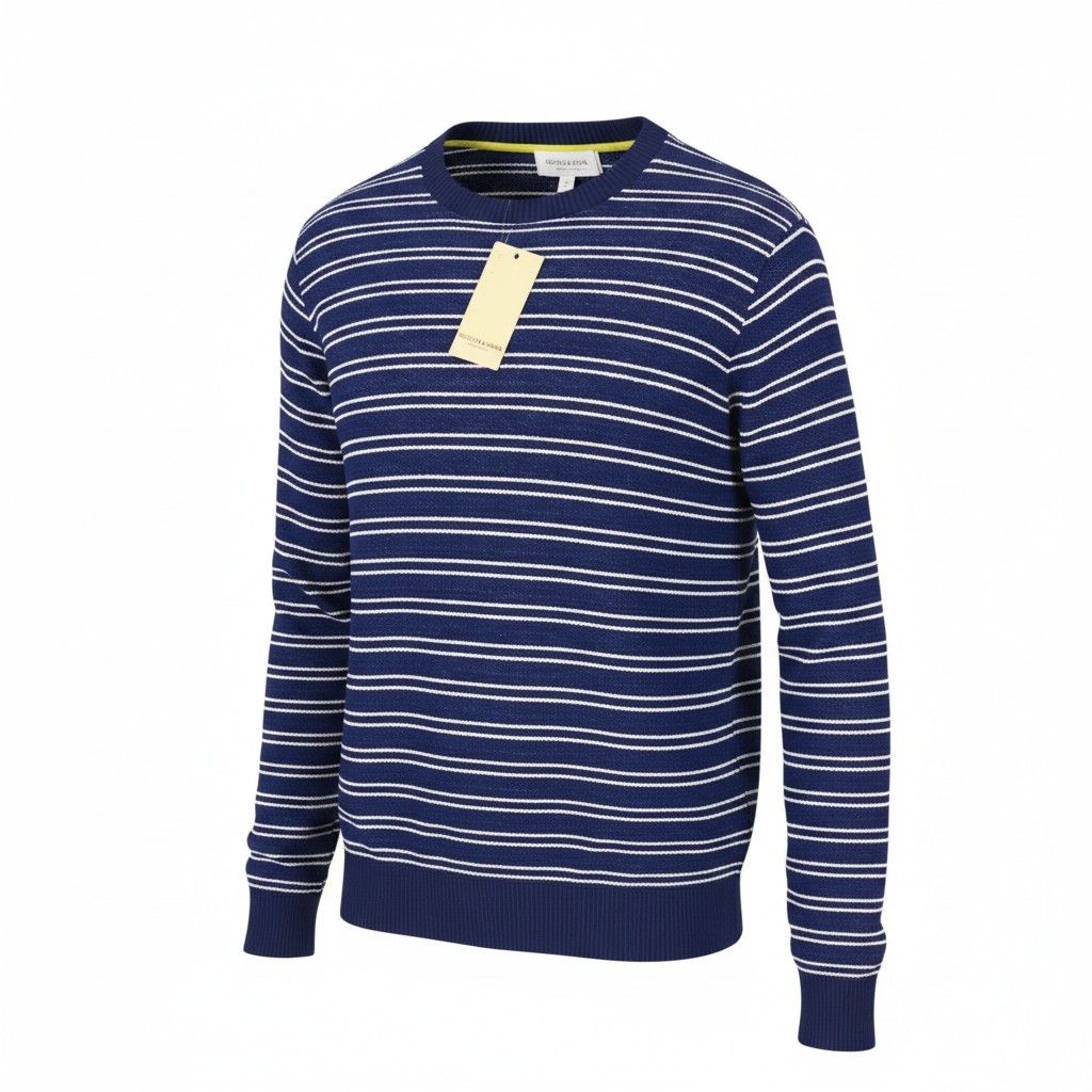 Scotch & Soda M Blue Striped Soft Material Crew Neck Pull On 91031 Size US M / EU 48-50 / 2 - 1 Thumbnail