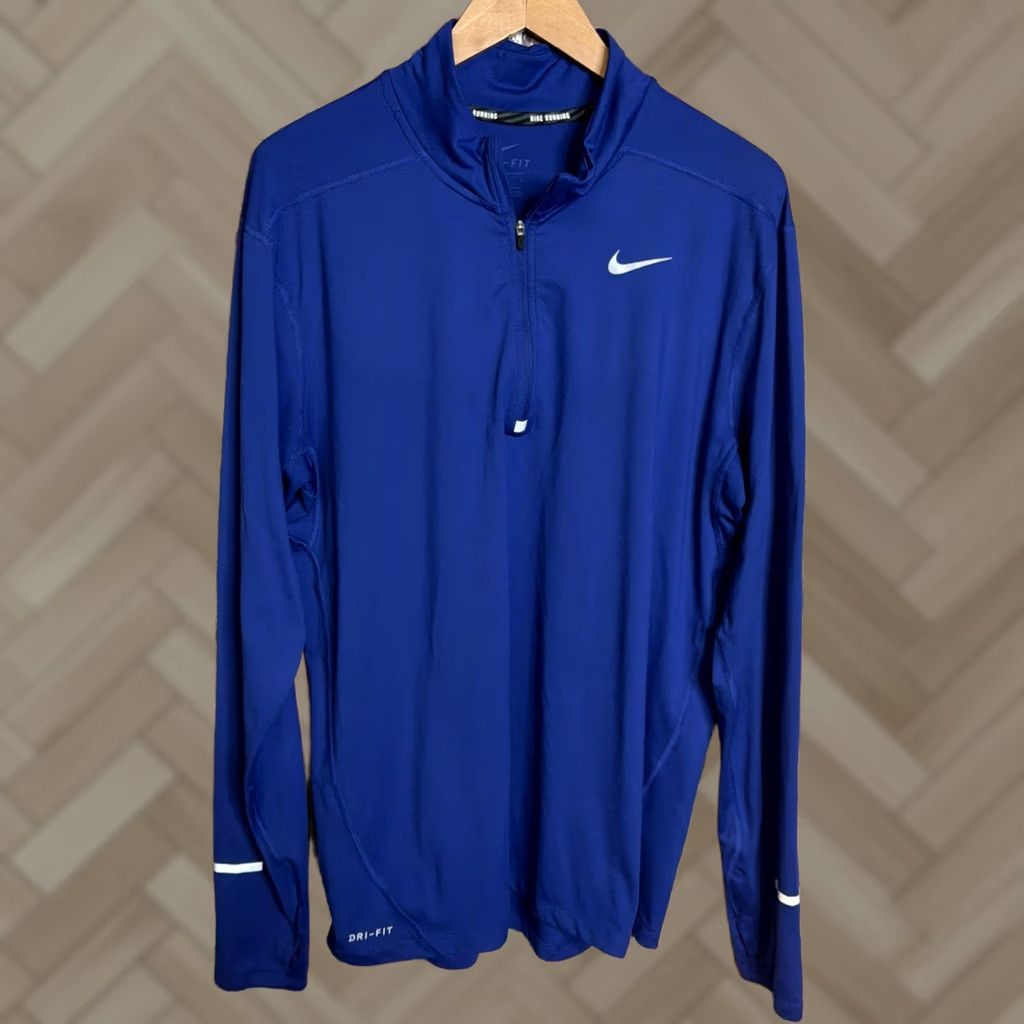 Nike Nike Shirt Mens Large Running Element Dri-fit 1/4 Zip Long Sleeve Blue Size US L / EU 52-54 / 3 - 1 Thumbnail
