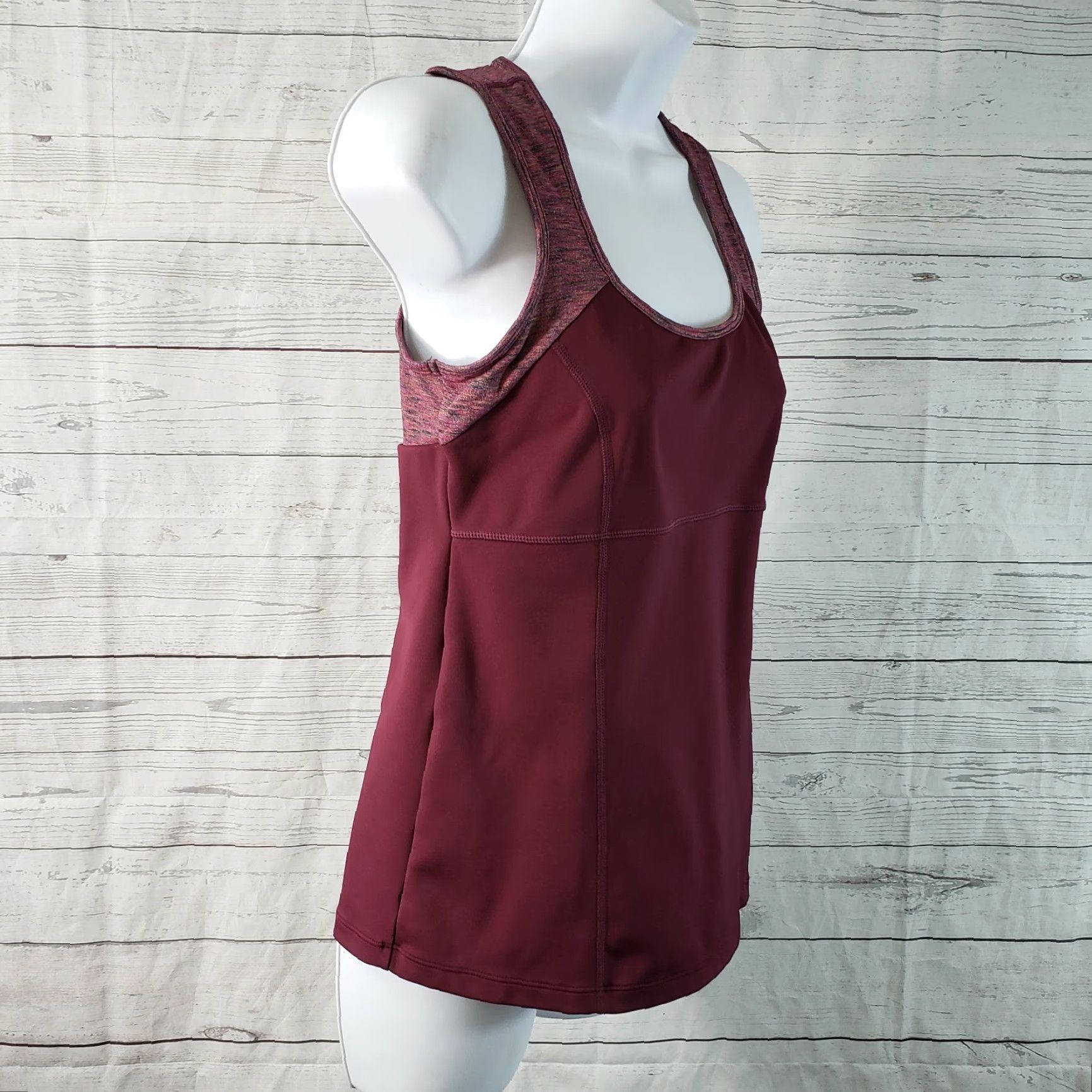 Prana prAna Womens Tank Top M Maroon Scoop Neck Cut Outs Shirt Sleeveless Activewear Womens 90s? Size M / US 6-8 / IT 42-44 - 3 Thumbnail