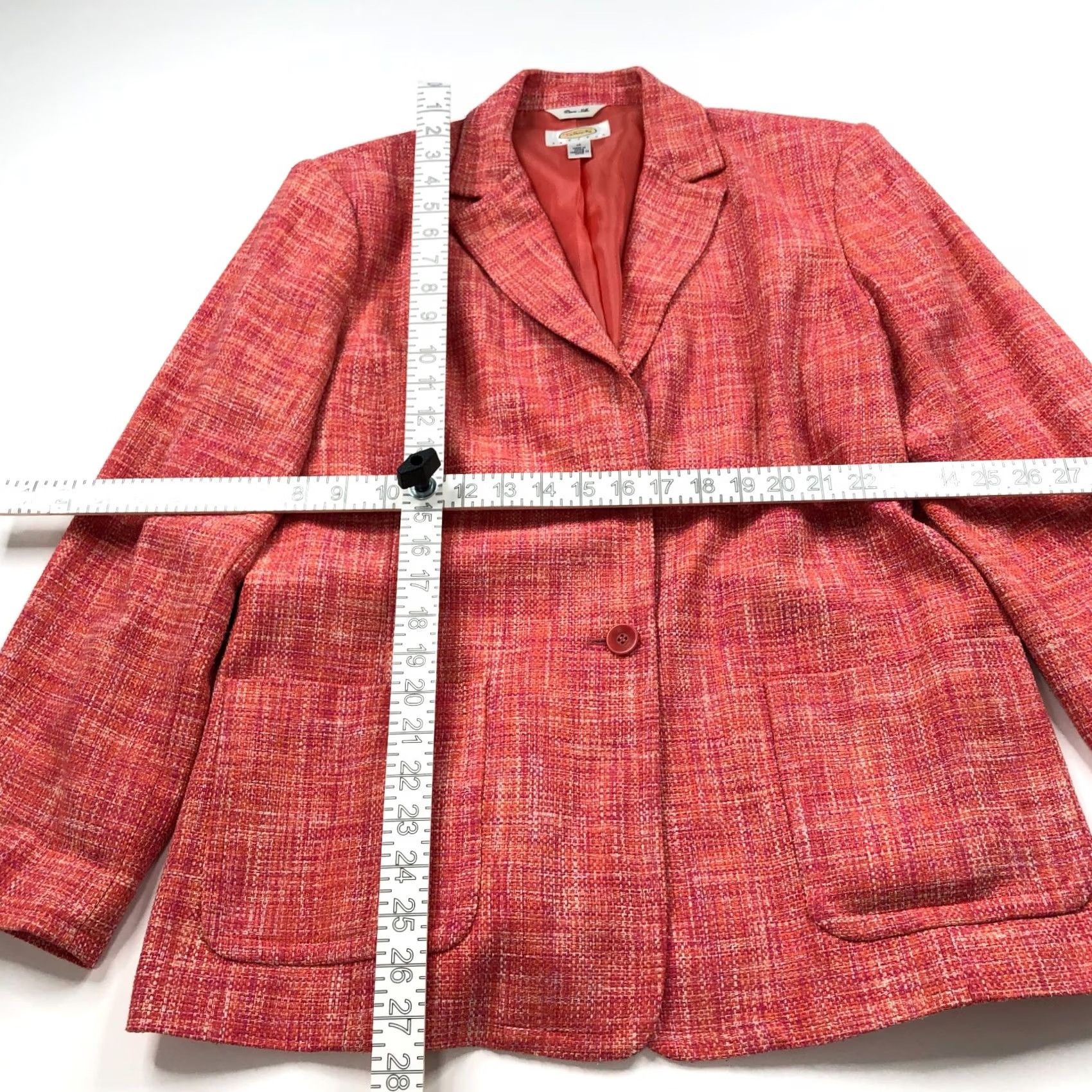 Talbots Talbots Blazer Shirt Womens 12 100% Silk Tweed Two Button Jacket Orange Pink Multicolor Autumn Spring Summer Winter Womens Size XL / US 12-14 / IT 48-50 - 3 Thumbnail