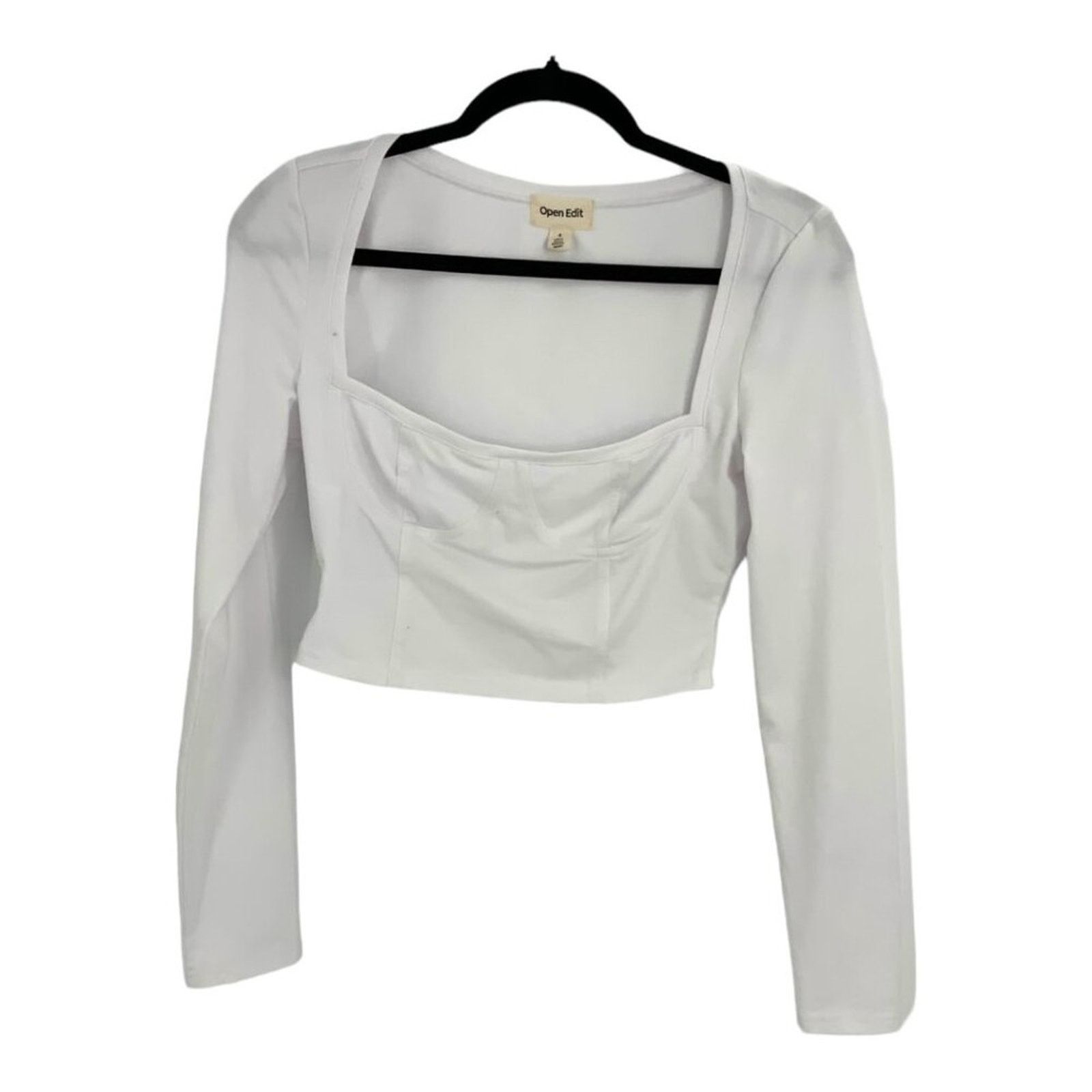Other Open Edit White Bustier Long Sleeve Top Small NWOT $45 MSRP Size S / US 4 / IT 40 - 3 Thumbnail