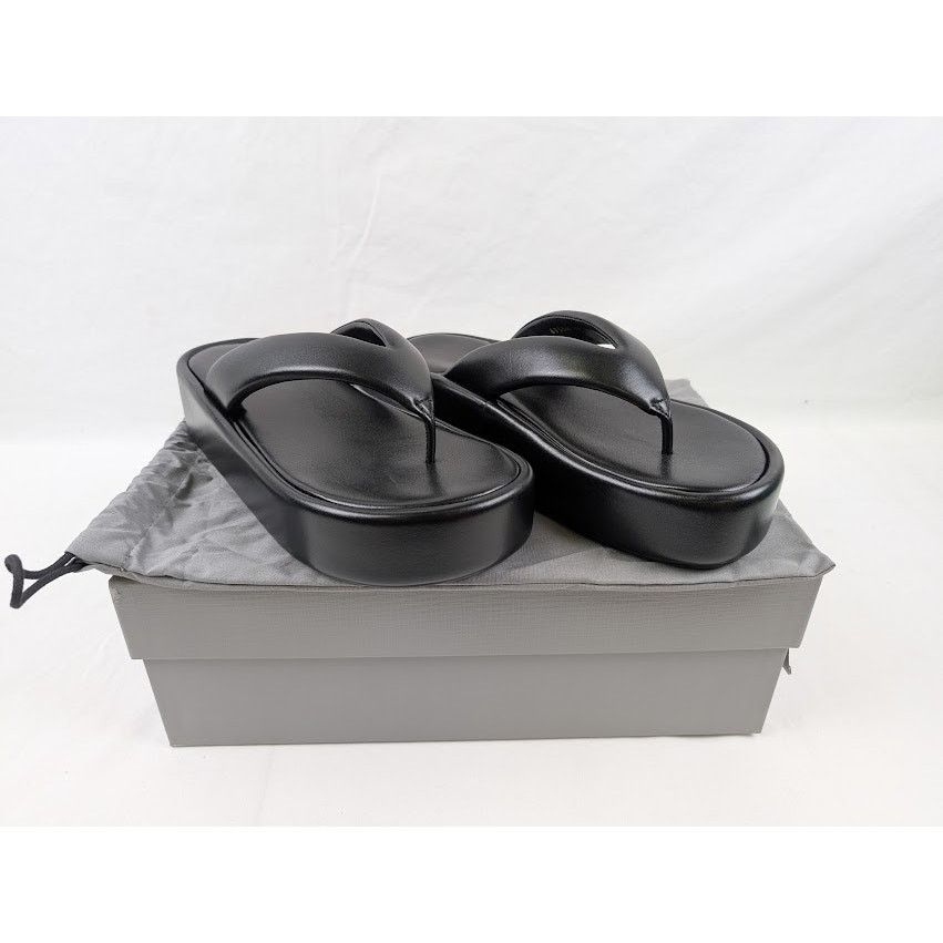 Balenciaga o1rshd1 Rise Thong Smooth Nappa/ Logo Slides in Black Size US 9 / IT 39 - 12 Thumbnail