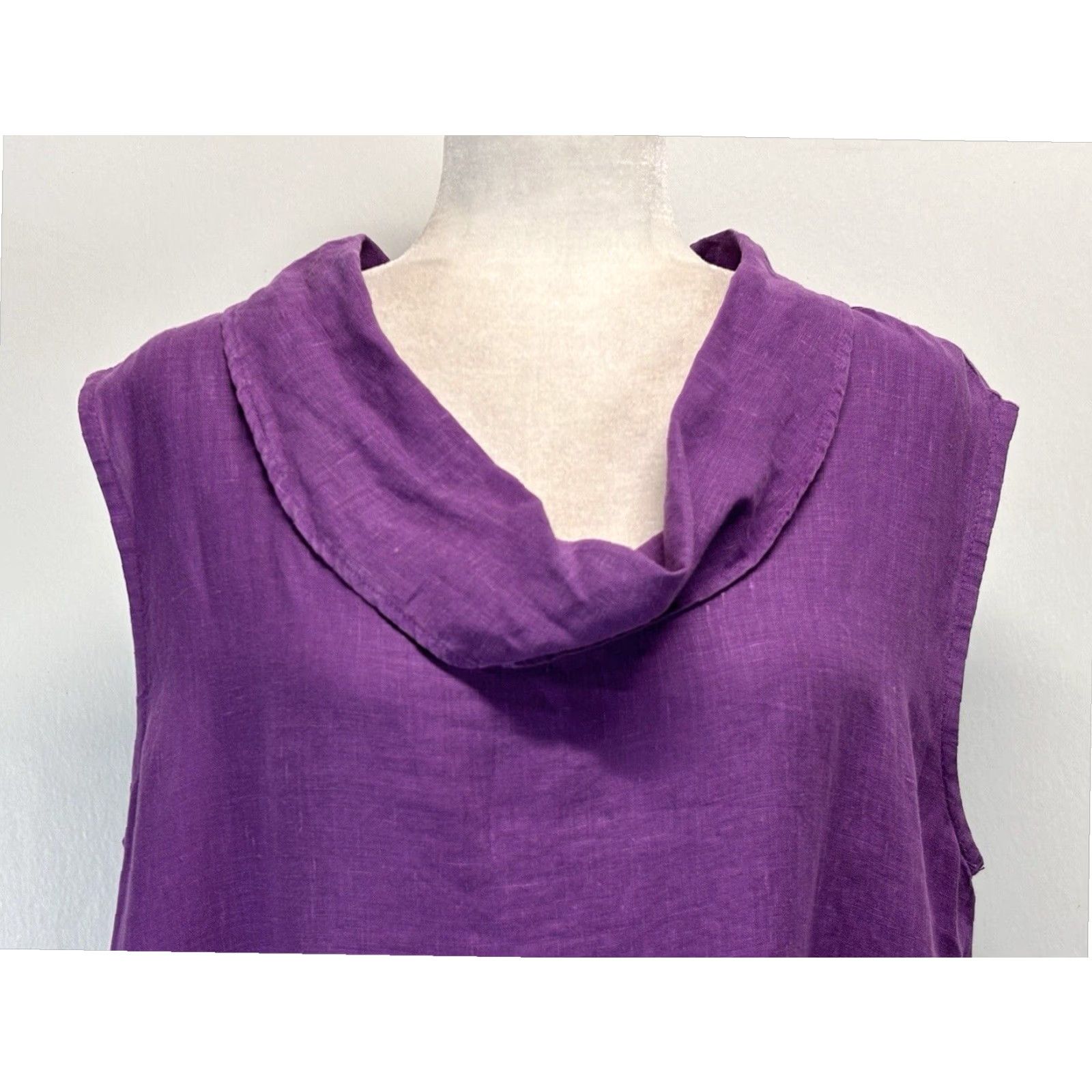Vintage VINTAGE Bryn Walker Linen Tunic Top Women's Small Purple Sleeveless Cowl Neck USA Size S / US 4 / IT 40 - 5 Thumbnail