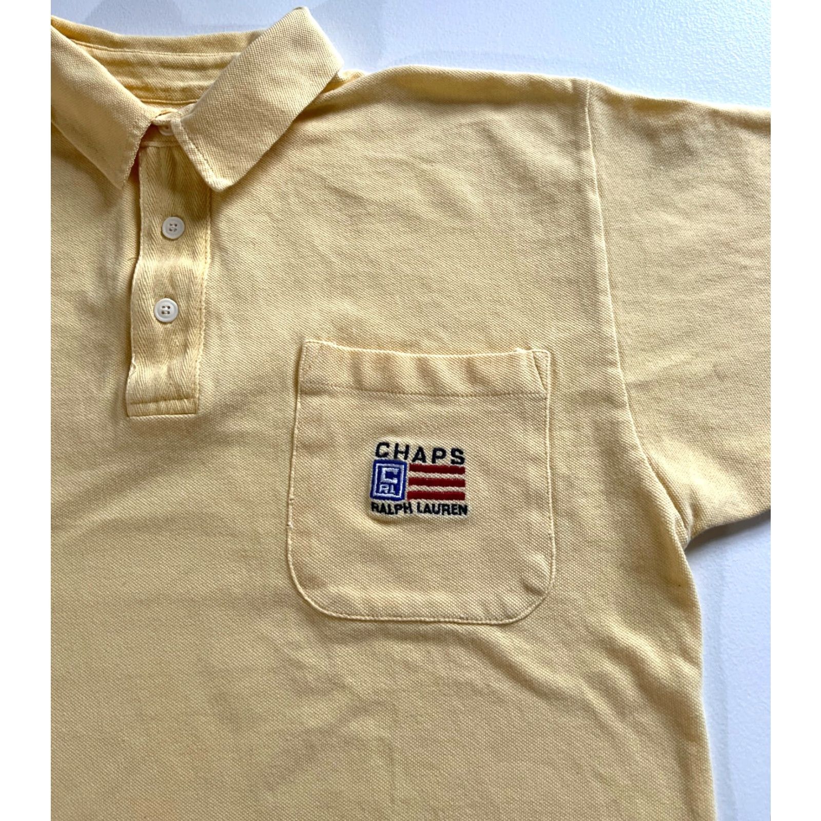 Chaps VINTAGE Chaps Polo Shirt (Ralph Lauren) L Mens Yellow 90s Retro Embroidered Logo Shirt Size US L / EU 52-54 / 3 - 4 Thumbnail