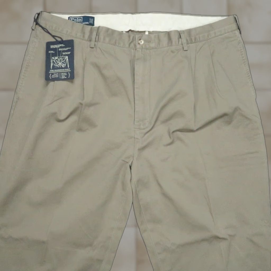 Polo Ralph Lauren Polo Ralph Lauren Pants Men 42x32 Brown Classic Fit Chino Pleated Cuffed NWT Vinyl? Size US XL / EU 56 / 4 - 1 Thumbnail