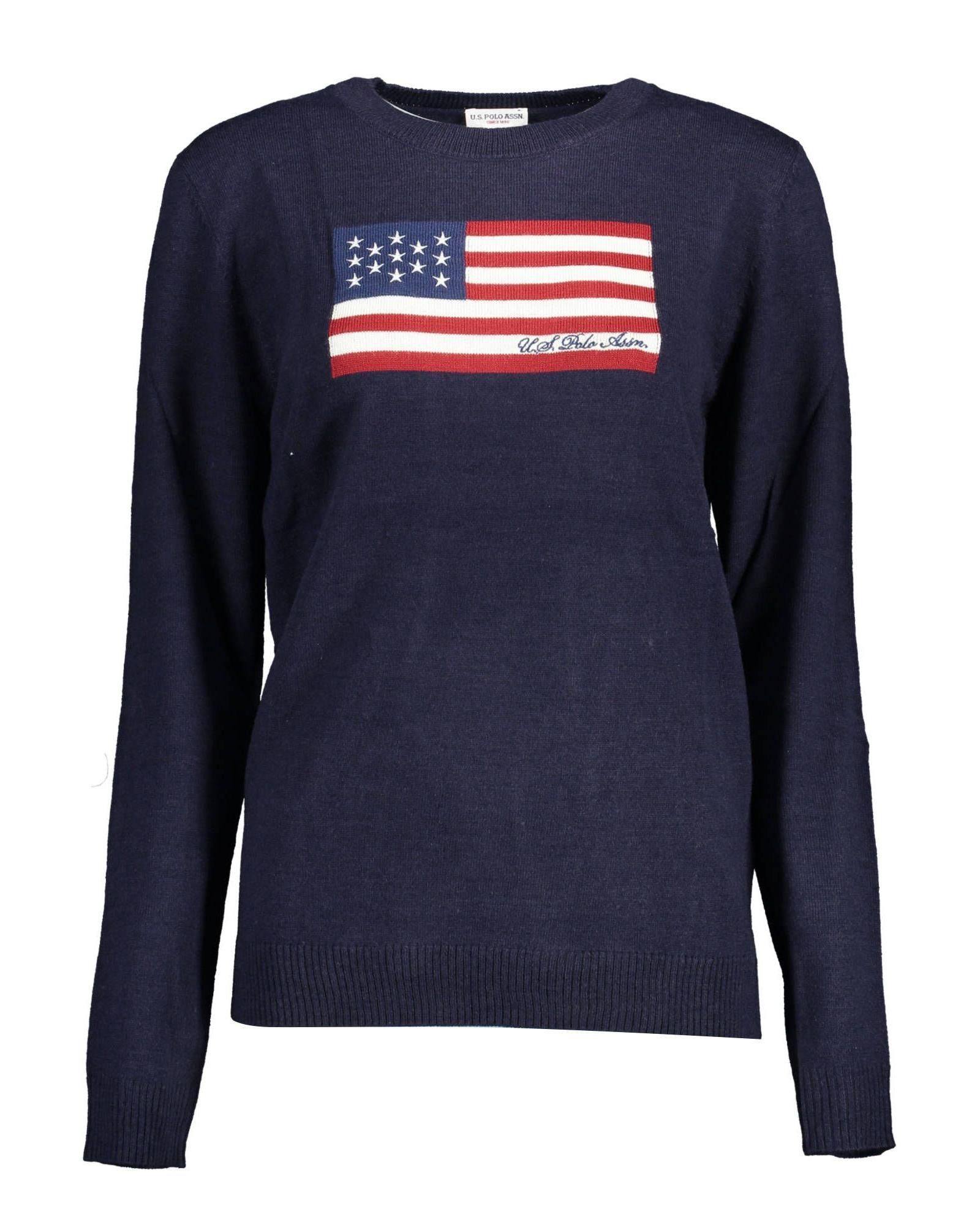 image of U S Polo Assn Embroidered Crew Neck Shirt With Contrasting Details in Blue, Women's (Size XL)