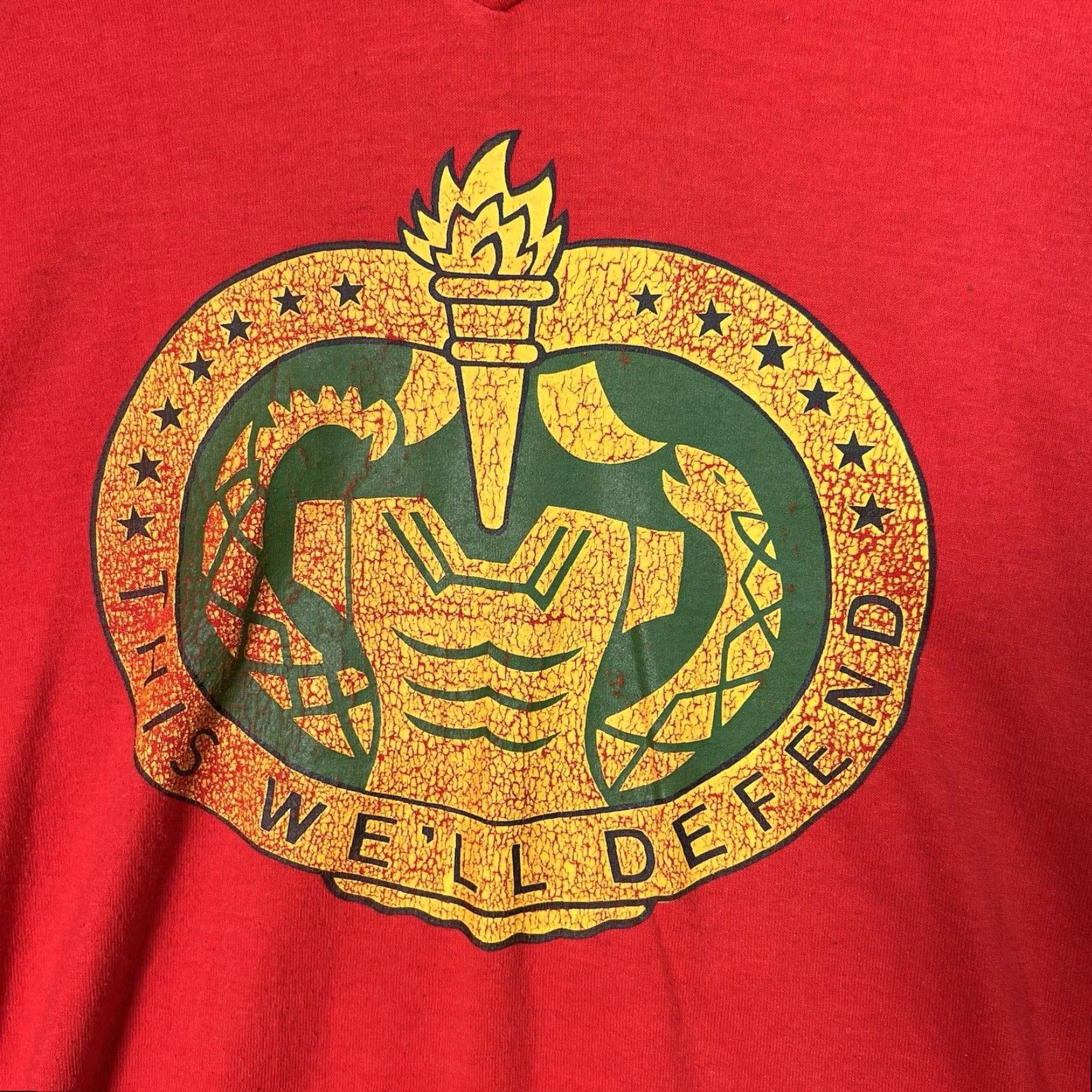 Vintage VINTAGE 1970s Sportswear Eagle "This We'll Defend" Graphic Tank Top Adult Men's Medium Red Cotton Blend Retro Sportswear Beach Worn Size US M / EU 48-50 / 2 - 5 Thumbnail