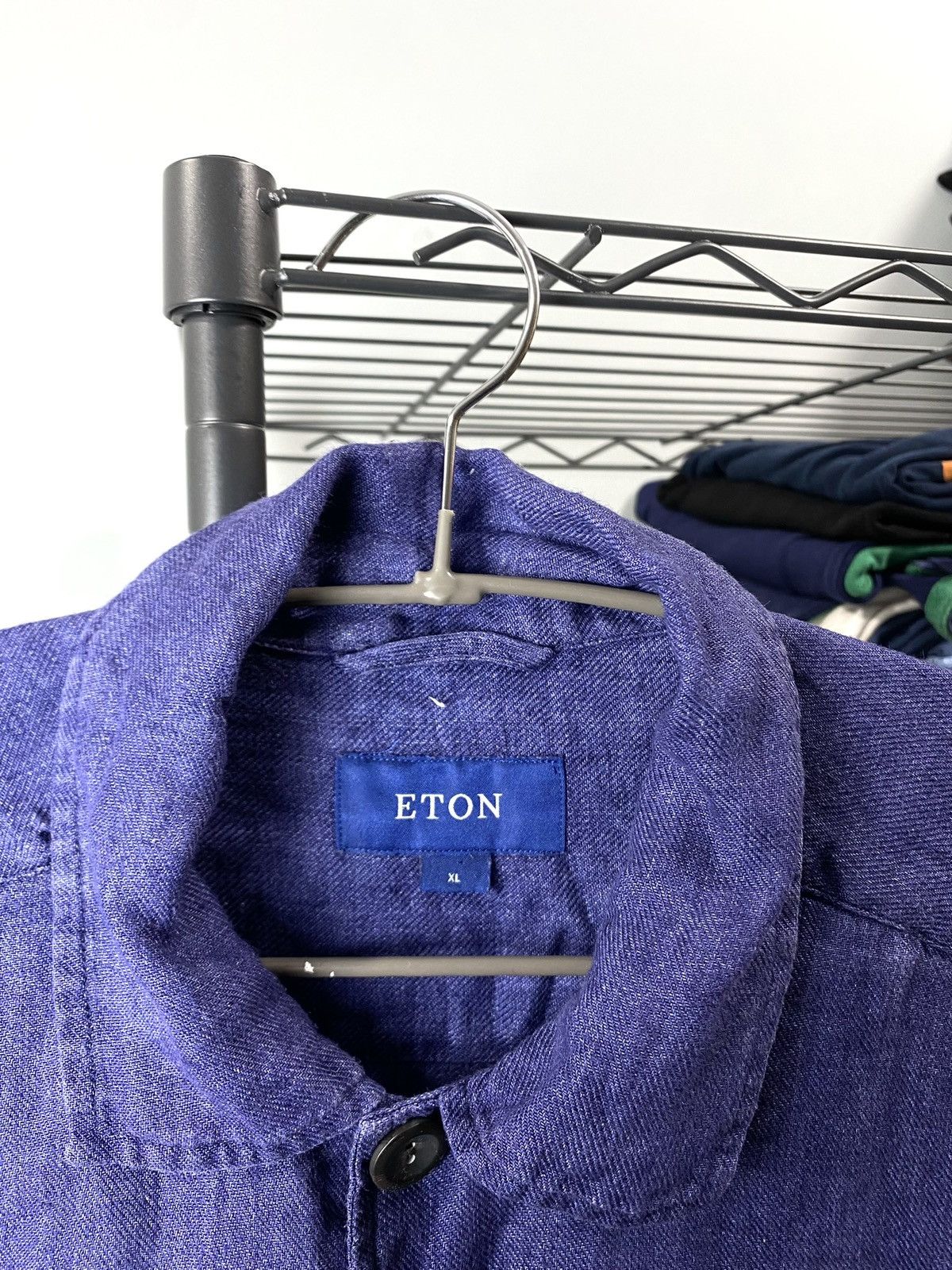 Eton Vintage French Style Eton Linen Twill Overshot Shirt Size US XL / EU 56 / 4 - 5 Thumbnail