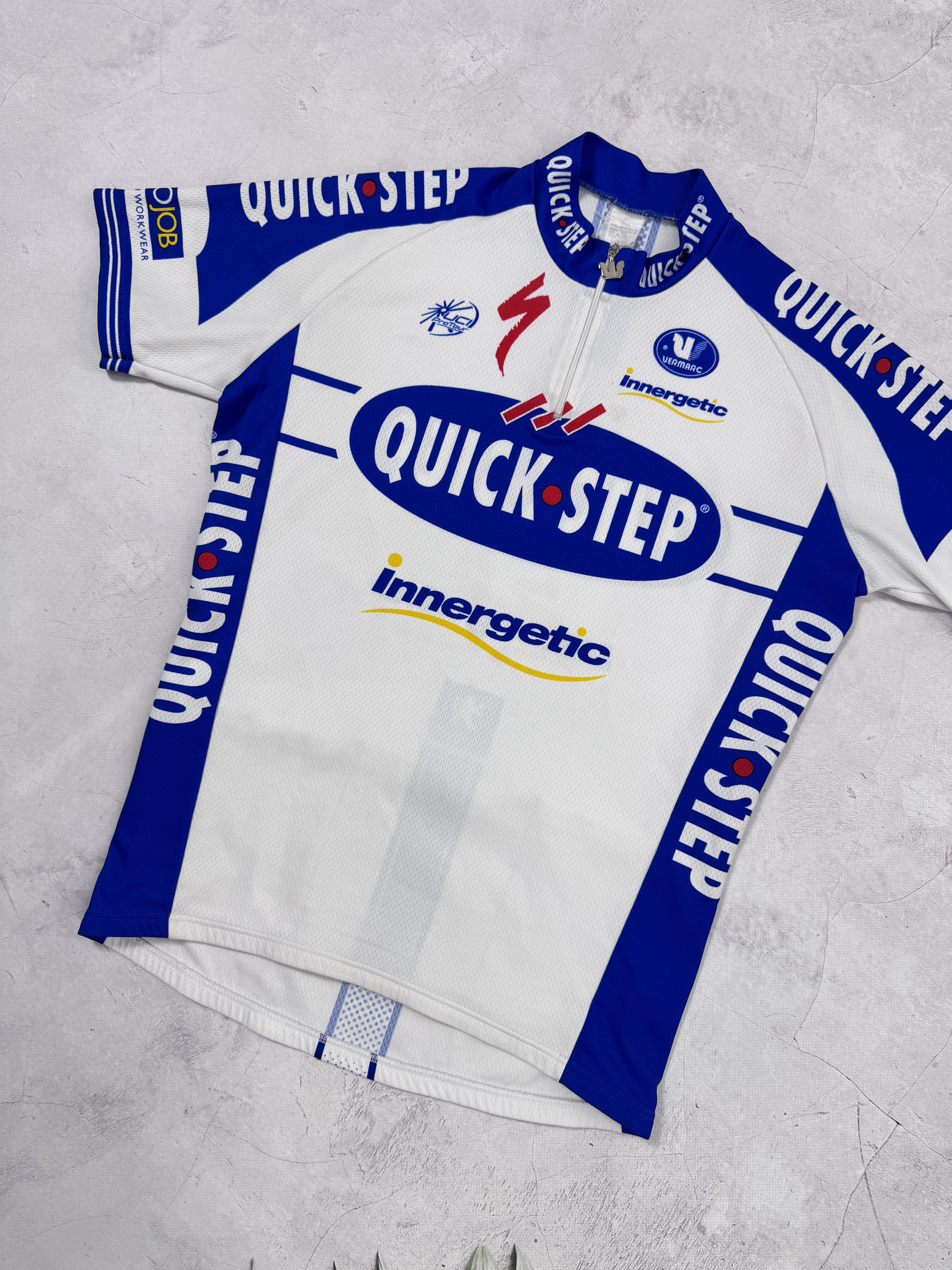 Sports Specialties Vintage Vermarc Quick Step Innergetic Peugeot Cycling Jersey Size US L / EU 52-54 / 3 - 2 Thumbnail