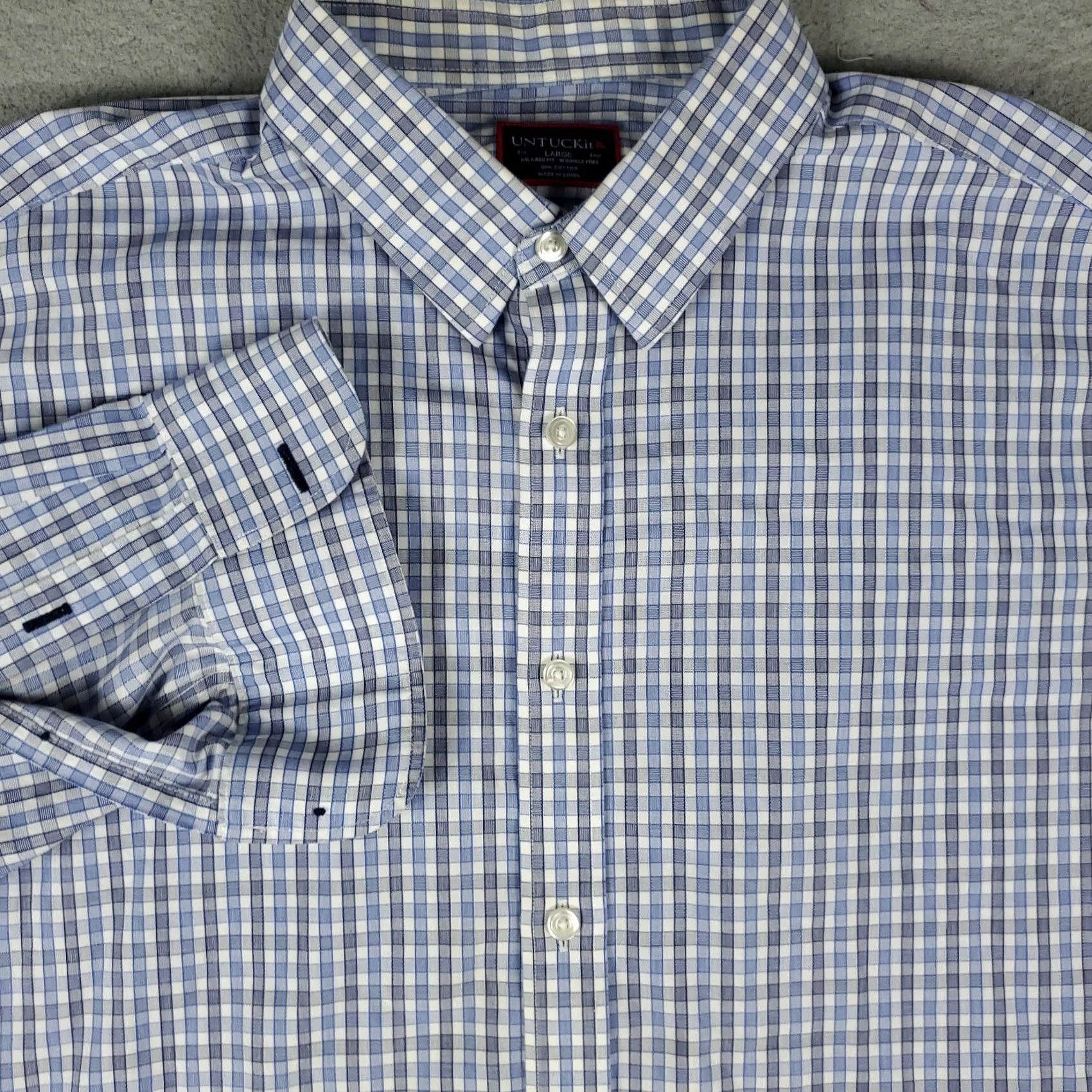 UNTUCKit UNTUCKit Shirt Mens L Blue Plaid Button Up Long Sleeve Size US L / EU 52-54 / 3 - 2 Thumbnail