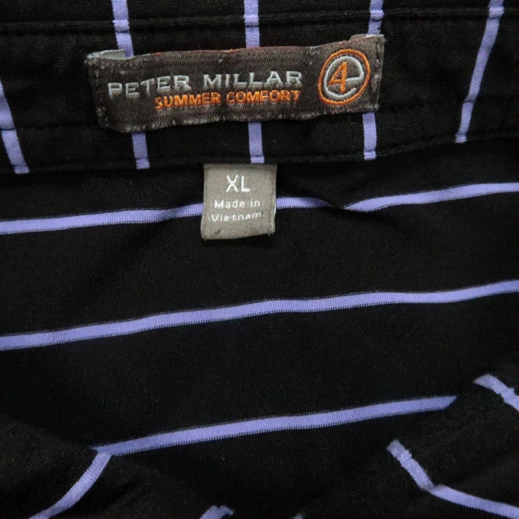 Peter Millar Peter Millar Polo Shirt Mens XL Black Purple Striped Short Sleeve Summer Comfort Size US XL / EU 56 / 4 - 3 Thumbnail
