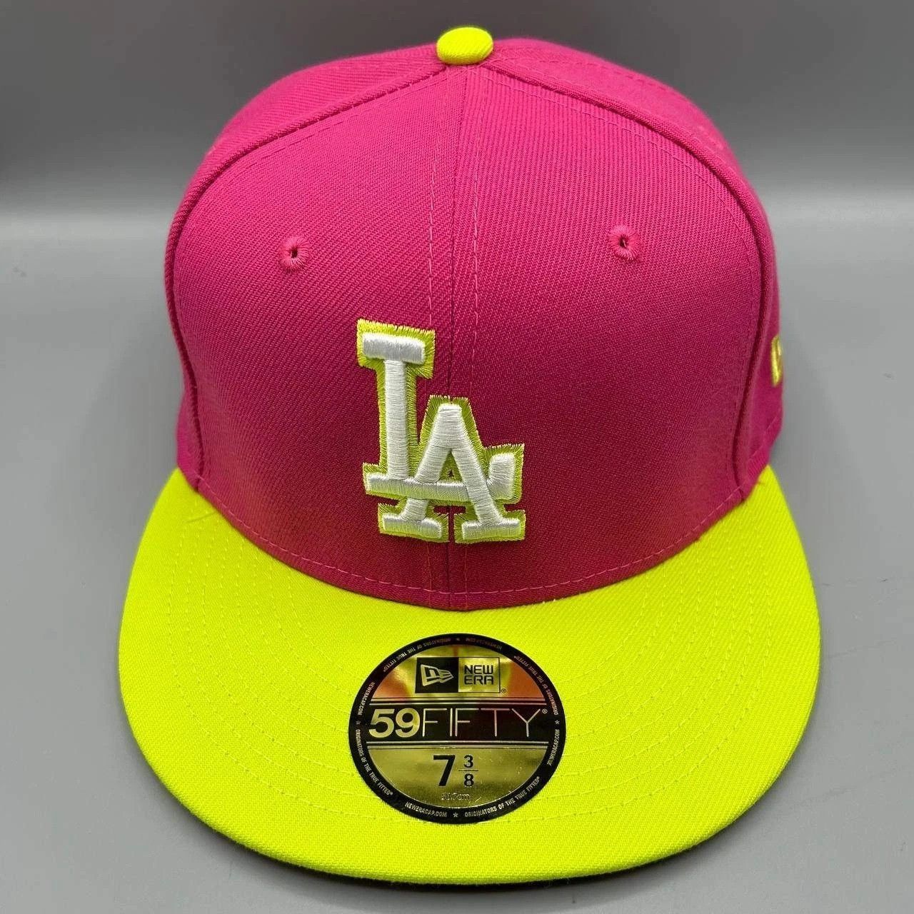 New Era Los Angeles LA Dodgers Hat Men 7 3/8 Pink MLB Fitted Cap New Size ONE SIZE - 2 Thumbnail