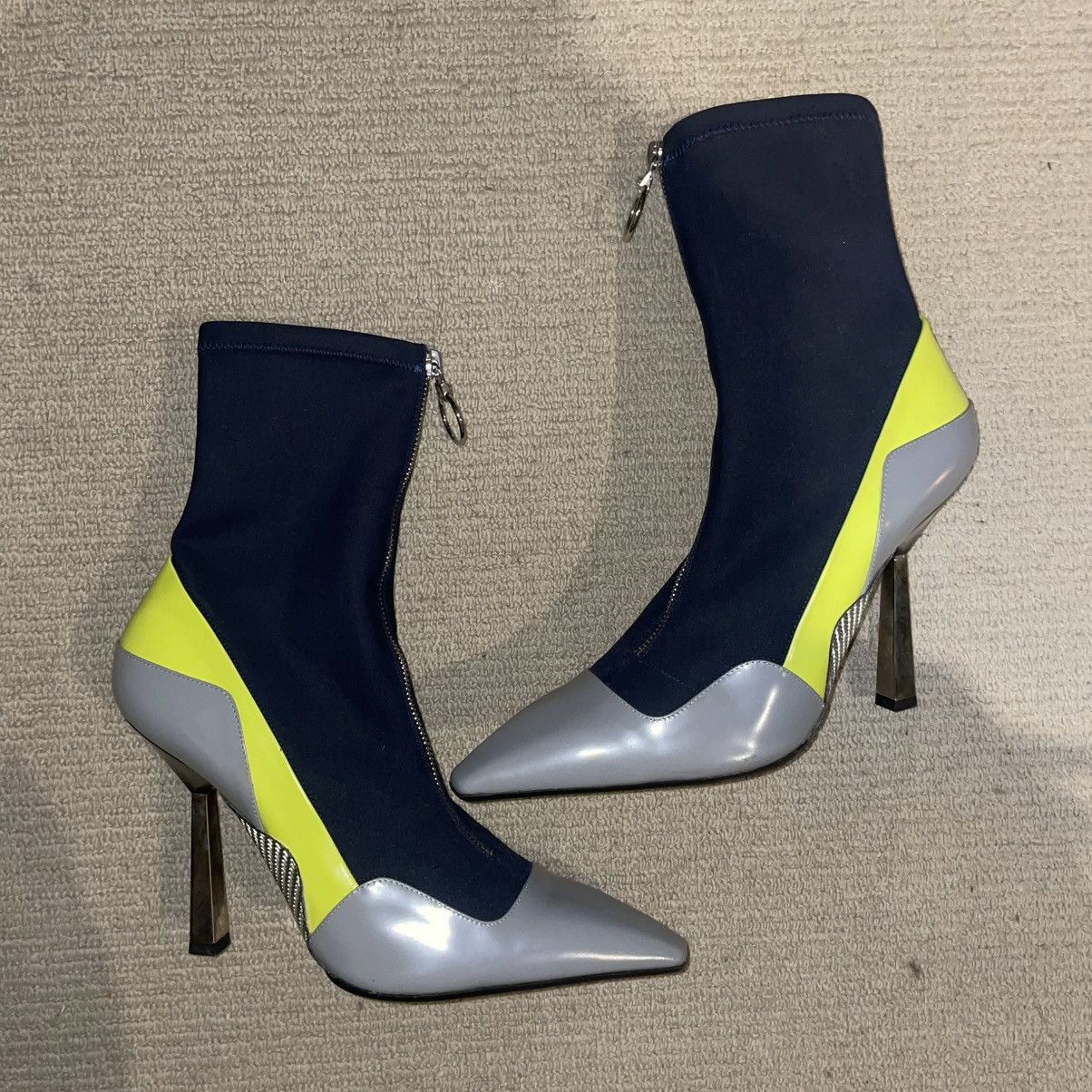 Eu 41 Versace Leather Fluoro Medusa High Heel Shoes Boots, Women's (Size 11)
