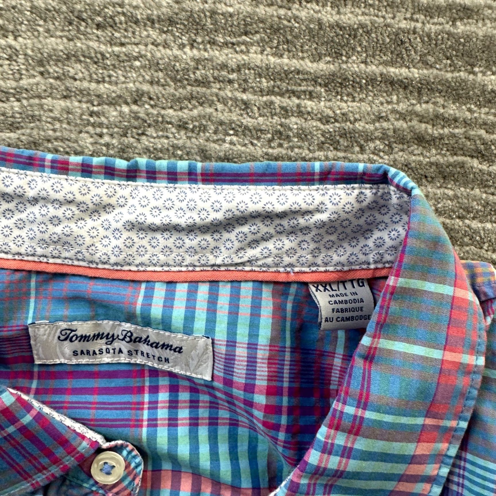 Tommy Bahama Tommy Bahama Shirt Mens 2XL Blue Plaid Button-Up Casual Cotton Stretch Size US XXL / EU 58 / 5 - 6 Thumbnail