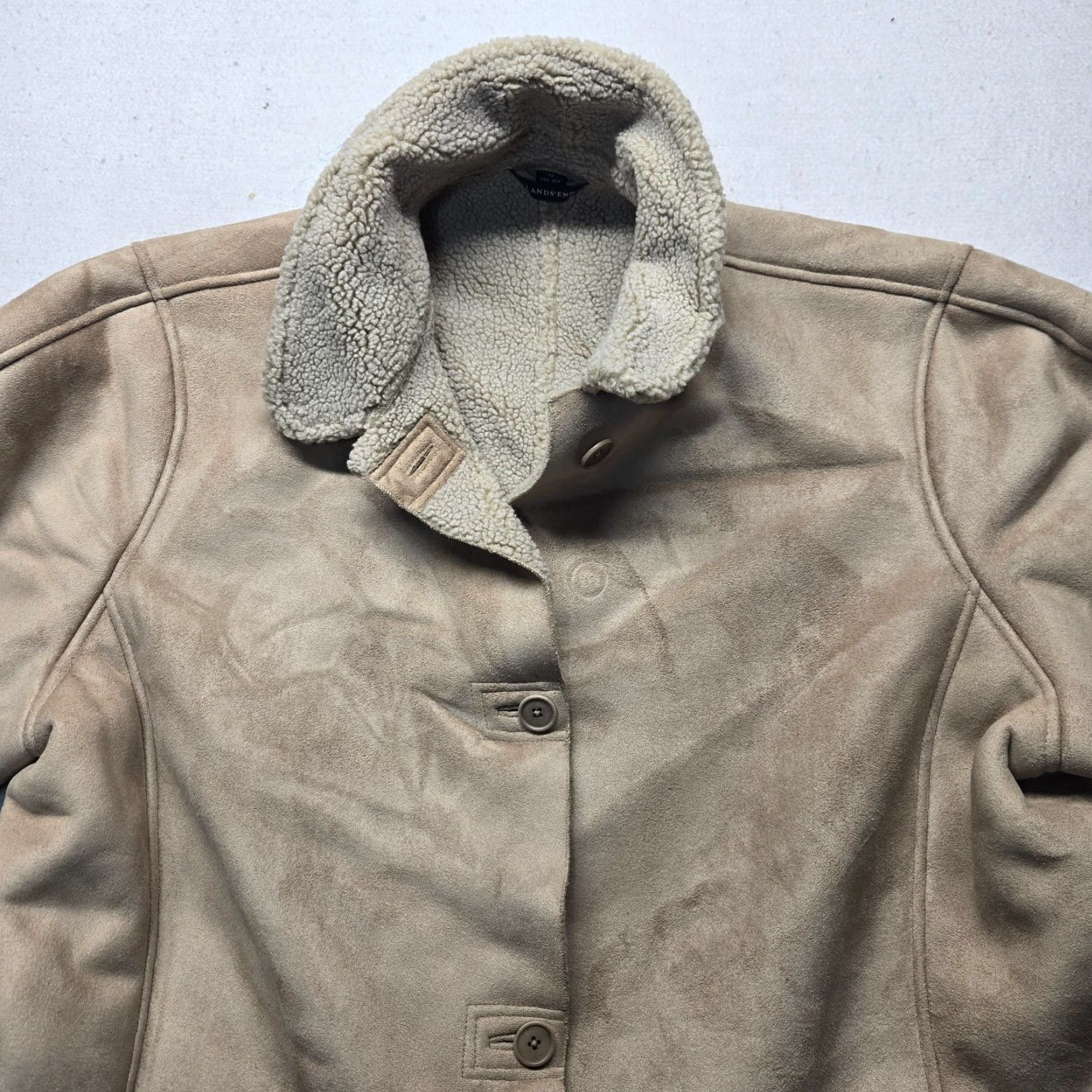 Lands' End Lands' End Tan Brown Heavy Coat Jacket Adult Women's Plus Size 24W-26W 3X Pea Coat Jacket Womens Plus Size Brown Lands' End Vintage No Size XXL / US 16-18 / IT 52-54 - 2 Thumbnail
