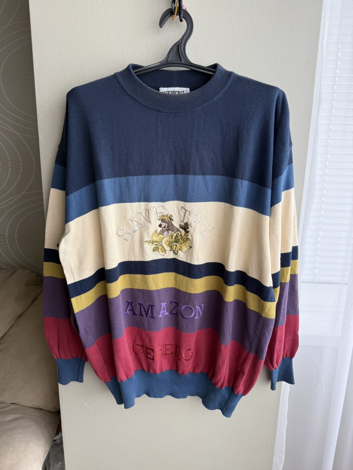 Vintage ICEBERG Save The Amazon Baloo Bear Disney Sweater