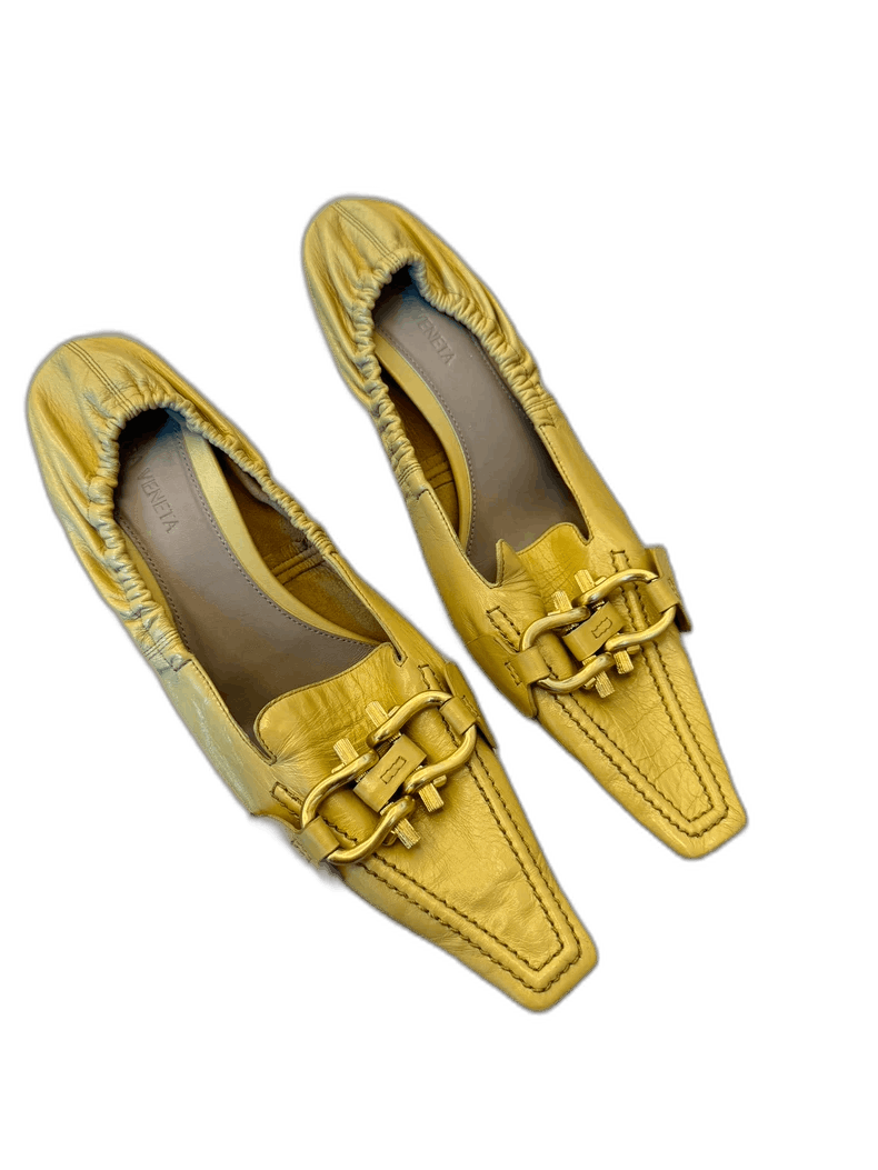 Bottega Veneta BV Madame Series Lock Mule Shoes in Cream Yellow Size US 8 / IT 38 - 1 Thumbnail