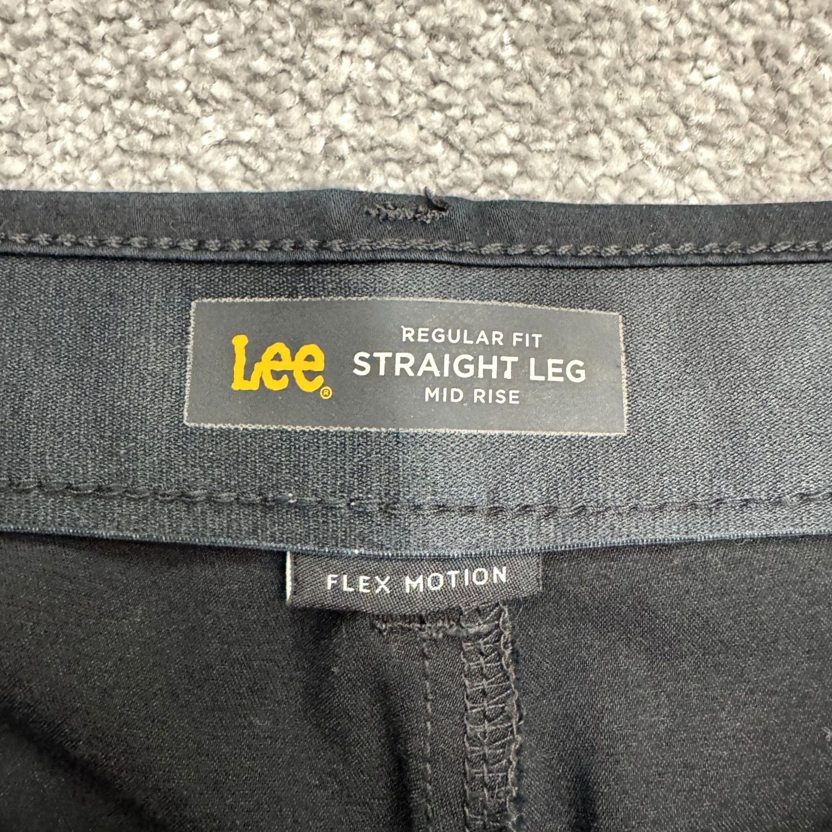 Lee Lee Regular Fit Straight Leg Pants Womens 14 Tall Black Mid Rise Cotton Polyester Spandex Chino/Twill Size 36" / US 14 / IT 50 - 7 Thumbnail