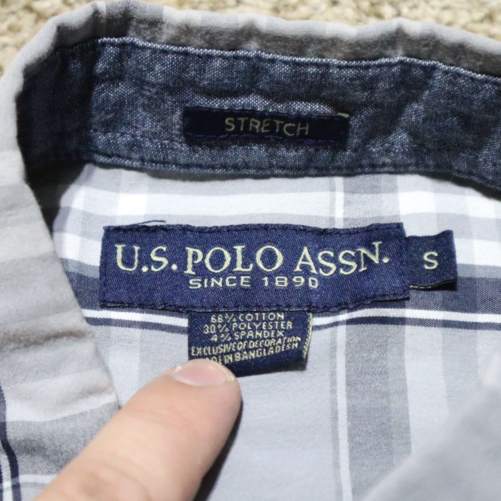 U.S. Polo Assn. US Polo Assn. Shirt Button-Up Plaid Gray/Navy Men Small Size S Color Multicolor Modern Classic Size US S / EU 44-46 / 1 - 3 Thumbnail