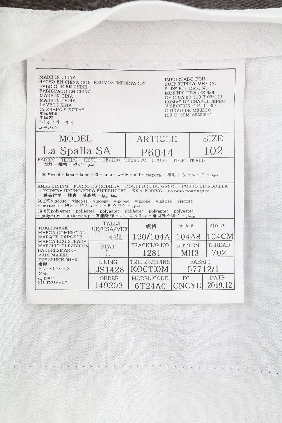 Suitsupply LA SPALLA SA UK42L Grey Wool Plaid Zip Fly Trousers 86728 Size 42L - 6 Thumbnail