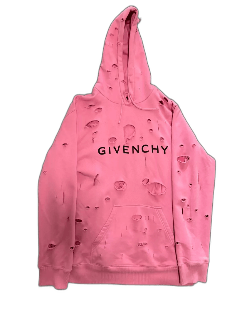 Givenchy Givenchy Pink Distressed Oversized Hoodie Size L / US 10 / IT 46 - 1 Thumbnail