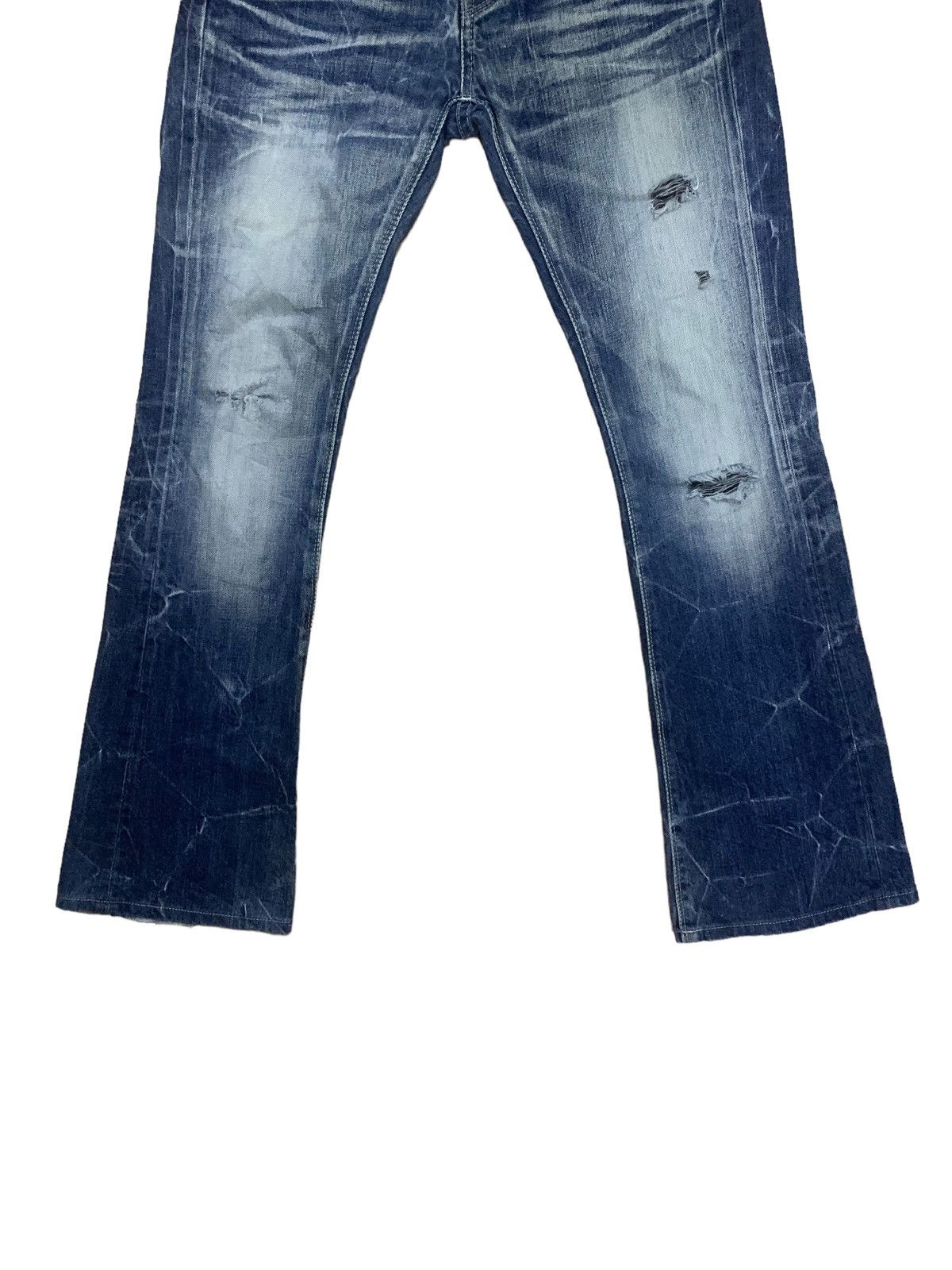GOSTAR DE FUGA × Japanese Brand 🔥Flare🔥 Vintage Gostar De Fuga Distress Button Fly Jean Size US 31 - 5 Thumbnail