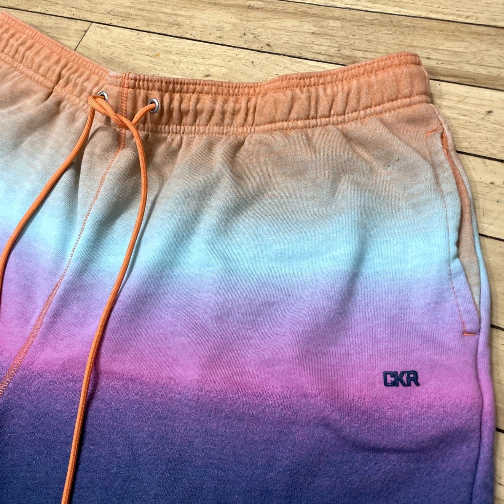 Vintage LCKR Shorts Men 2X Drawstring Stretch Pastel Orange Purple Gradient Sweatshorts Size US 39 - 5 Thumbnail