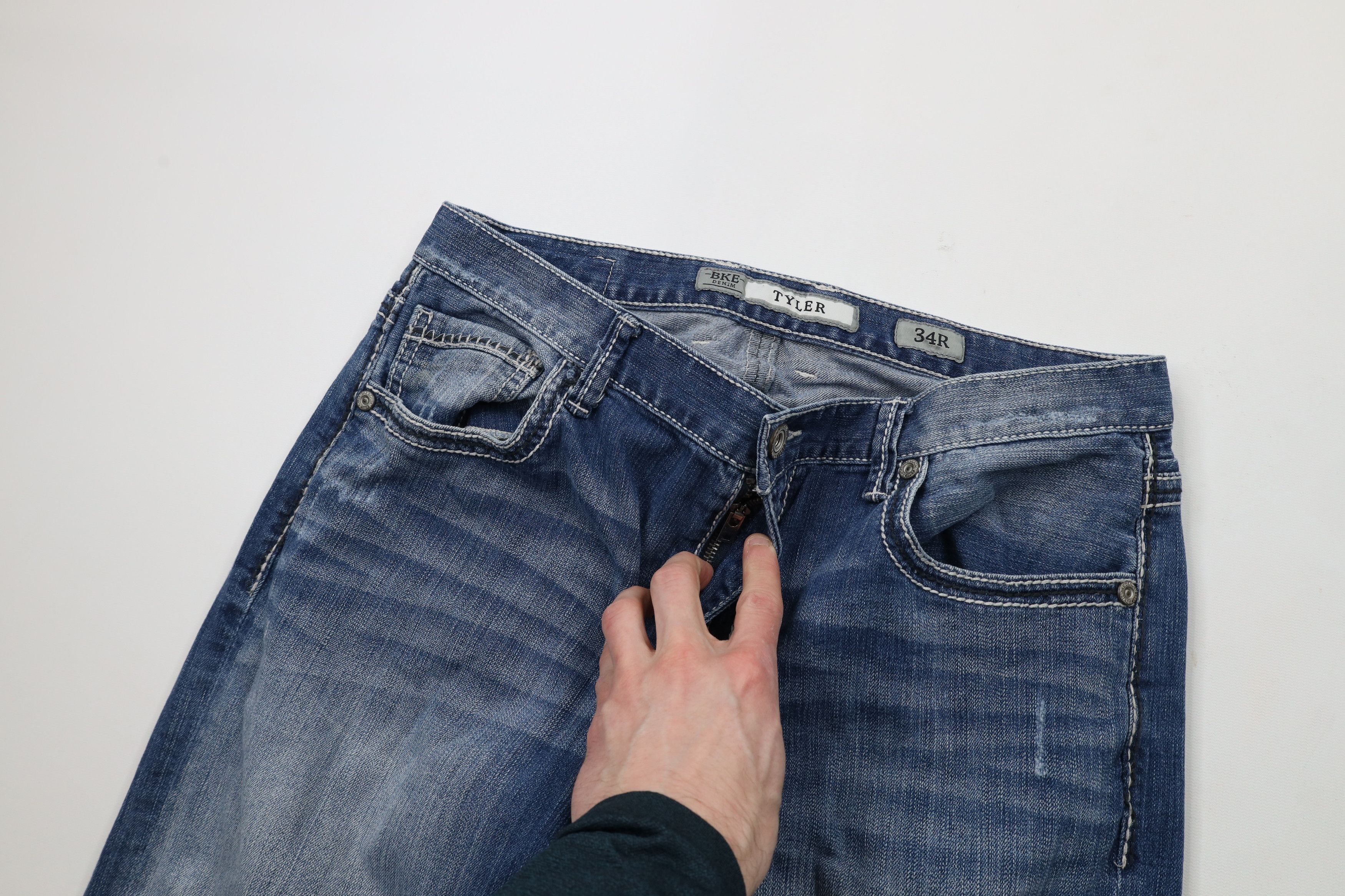 BKE × Vintage Buckle BKE Stitch Stretch Tyler Flared Boot Cut Denim Jeans Size US 34 / EU 50 - 7 Thumbnail