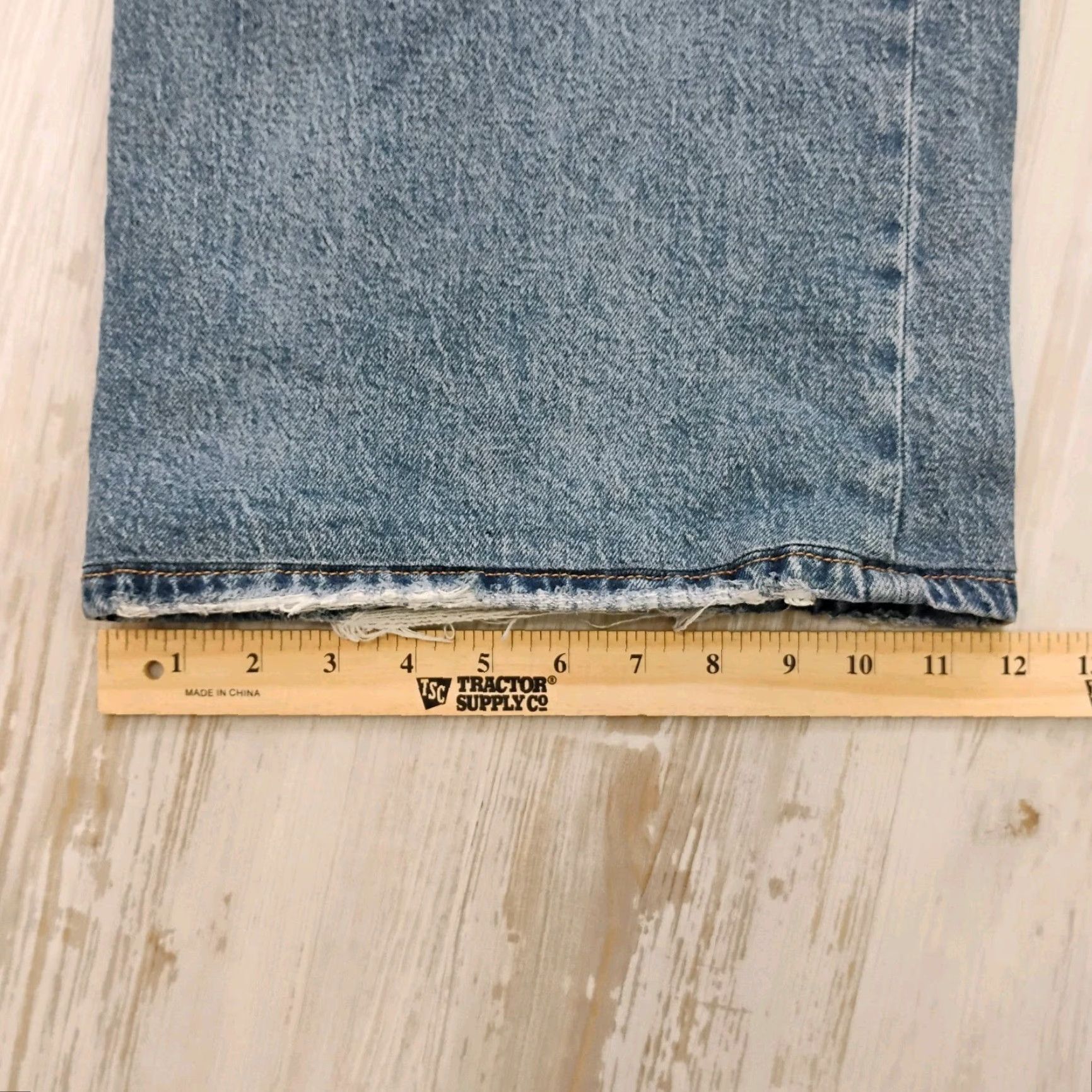 Good American Jeans Distressed Wide Leg Baggy Stretch Medium Wash 10 34x29 Blue Womens Jeans