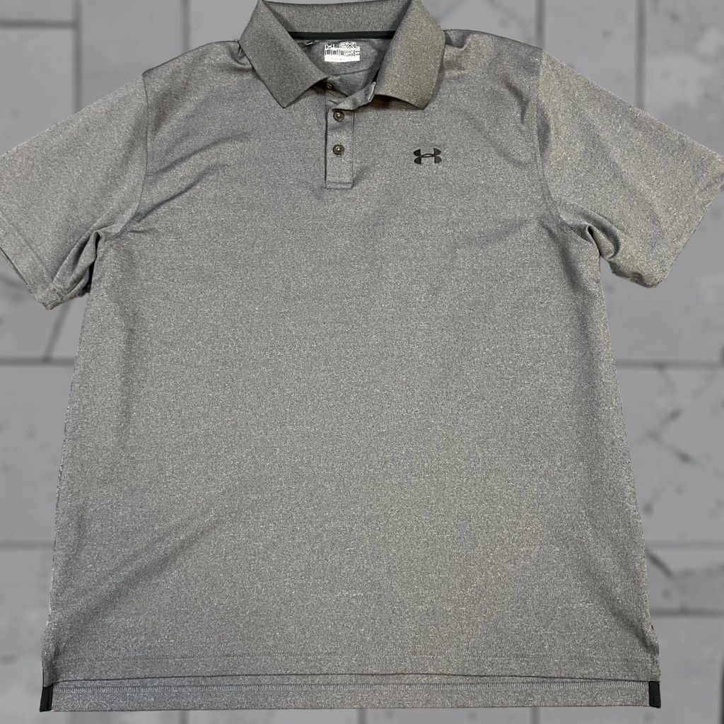 Under Armour Under Armour Polo Shirt Mens 2XL Gray Heather Solid Performance Golf Shirt Short Sleeve Collared Button Regular Sized Mens Golf Size US XXL / EU 58 / 5 - 1 Thumbnail