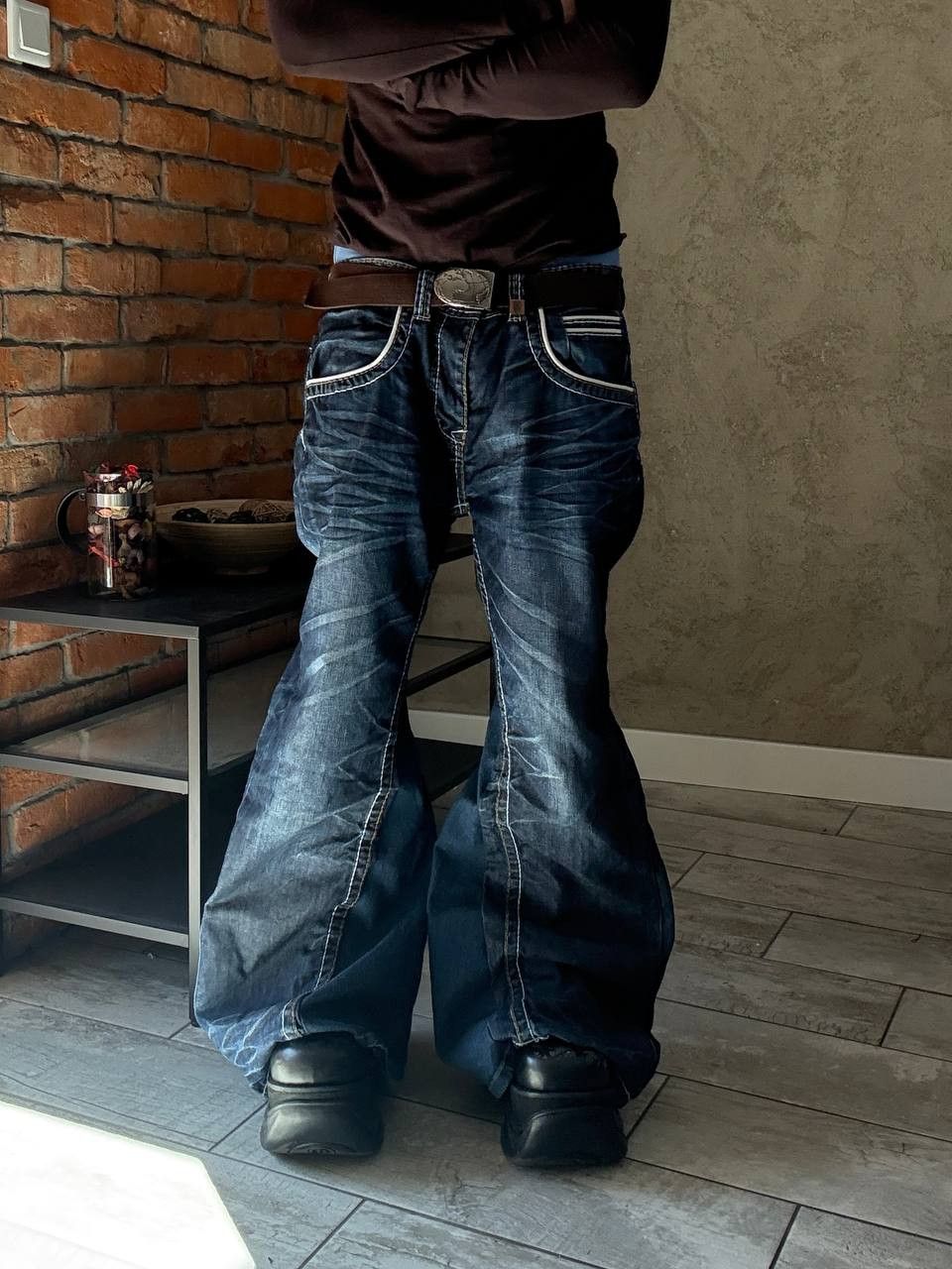Japanese Brand rare flared navy handmade streetwear jeans Size US 34 / EU 50 - 2 Thumbnail