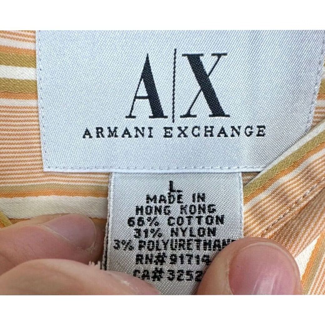 Armani Exchange Armani Exchange Shirt Mens Large Orange Balanced Striped Nylon Blend Button Down Size US L / EU 52-54 / 3 - 4 Thumbnail