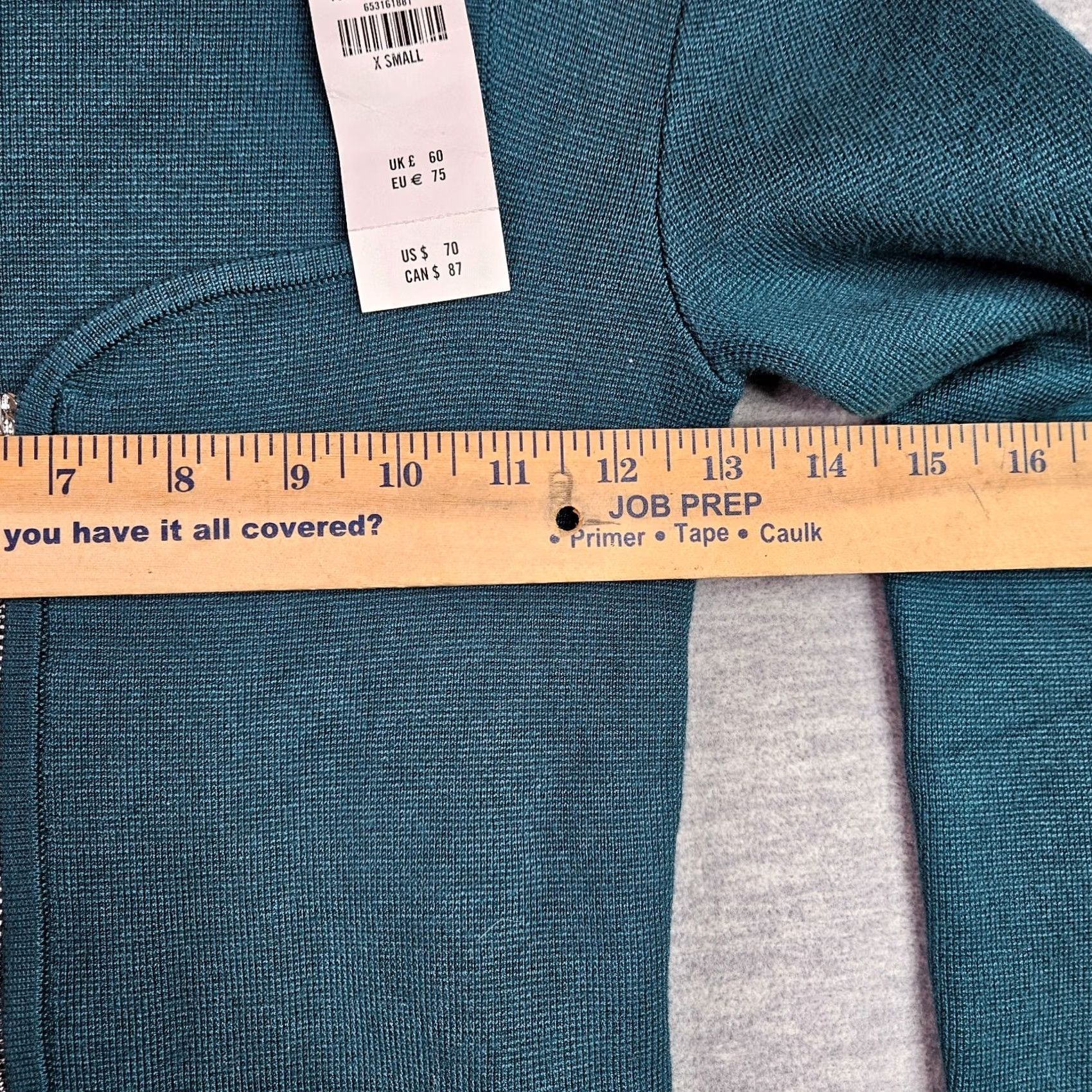 Abercrombie & Fitch Abercrombie & Fitch Women's XS Teal Knit Cardigan NWT Ribbed Zip Front Square Neck Long Sleeve Size XS / US 0-2 / IT 36-38 - 4 Thumbnail