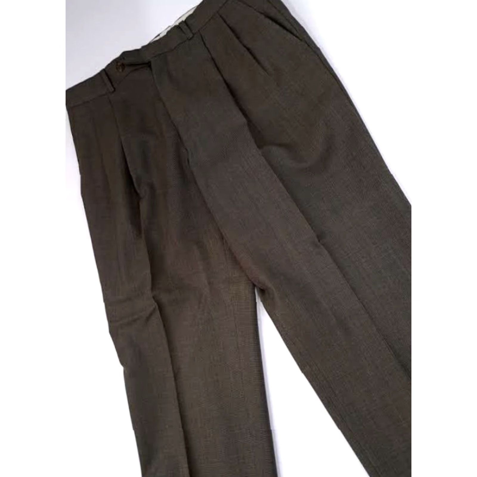Ralph Lauren Chaps Ralph Lauren Pants Dress Pants 35-29 Plaid Grey-Green Cotton Canvas Zipper Tailored Regular Mens Size US 35 - 3 Thumbnail