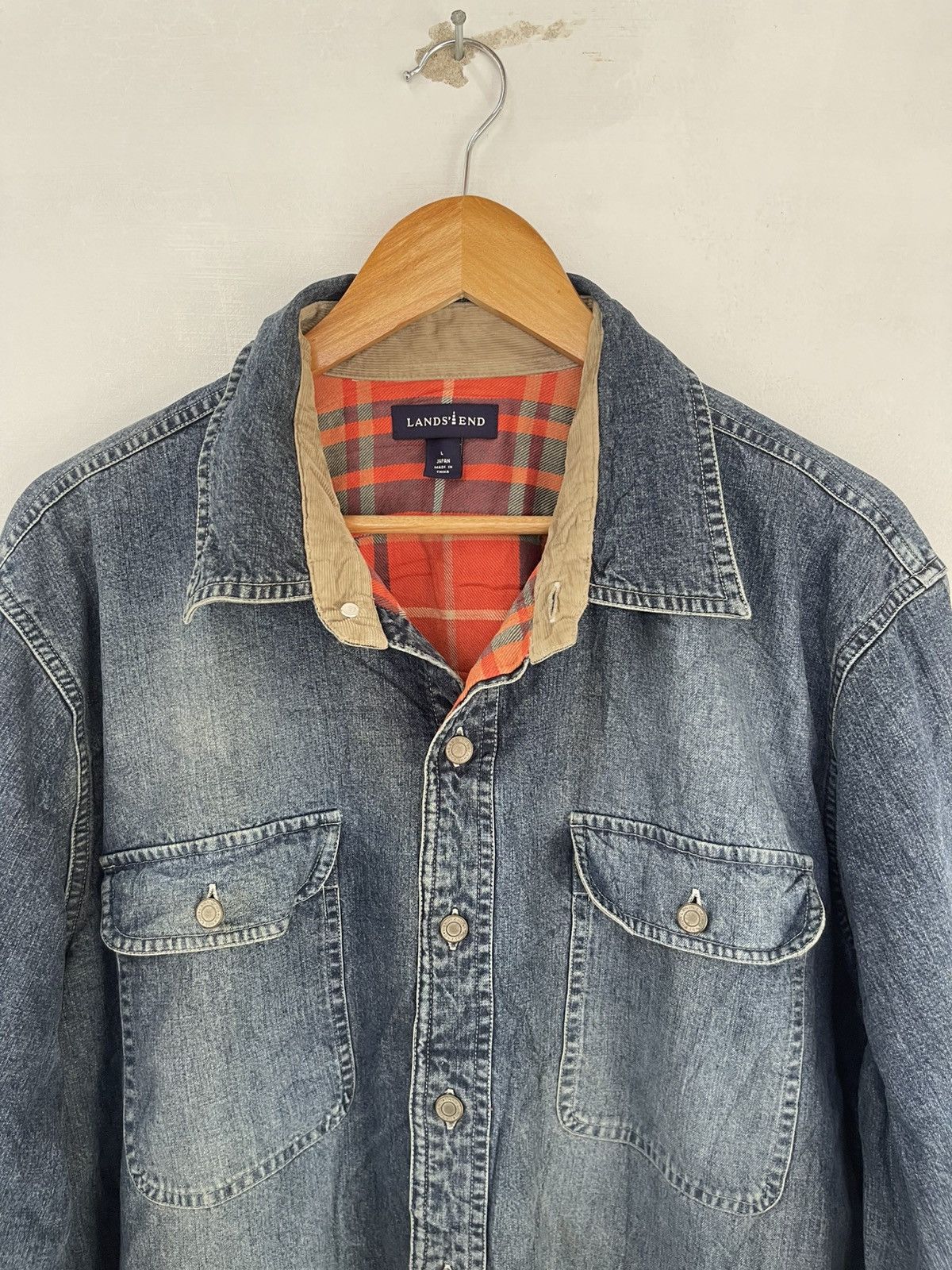 Japanese Brand × Lands' End × Vintage LAND’s END DENIM SHIRT BUTTON UP Size US L / EU 52-54 / 3 - 2 Thumbnail