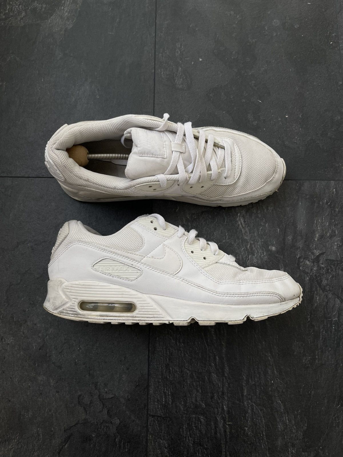 Nike Air Max 90 White Leather Shoes, Men's (Size 12)