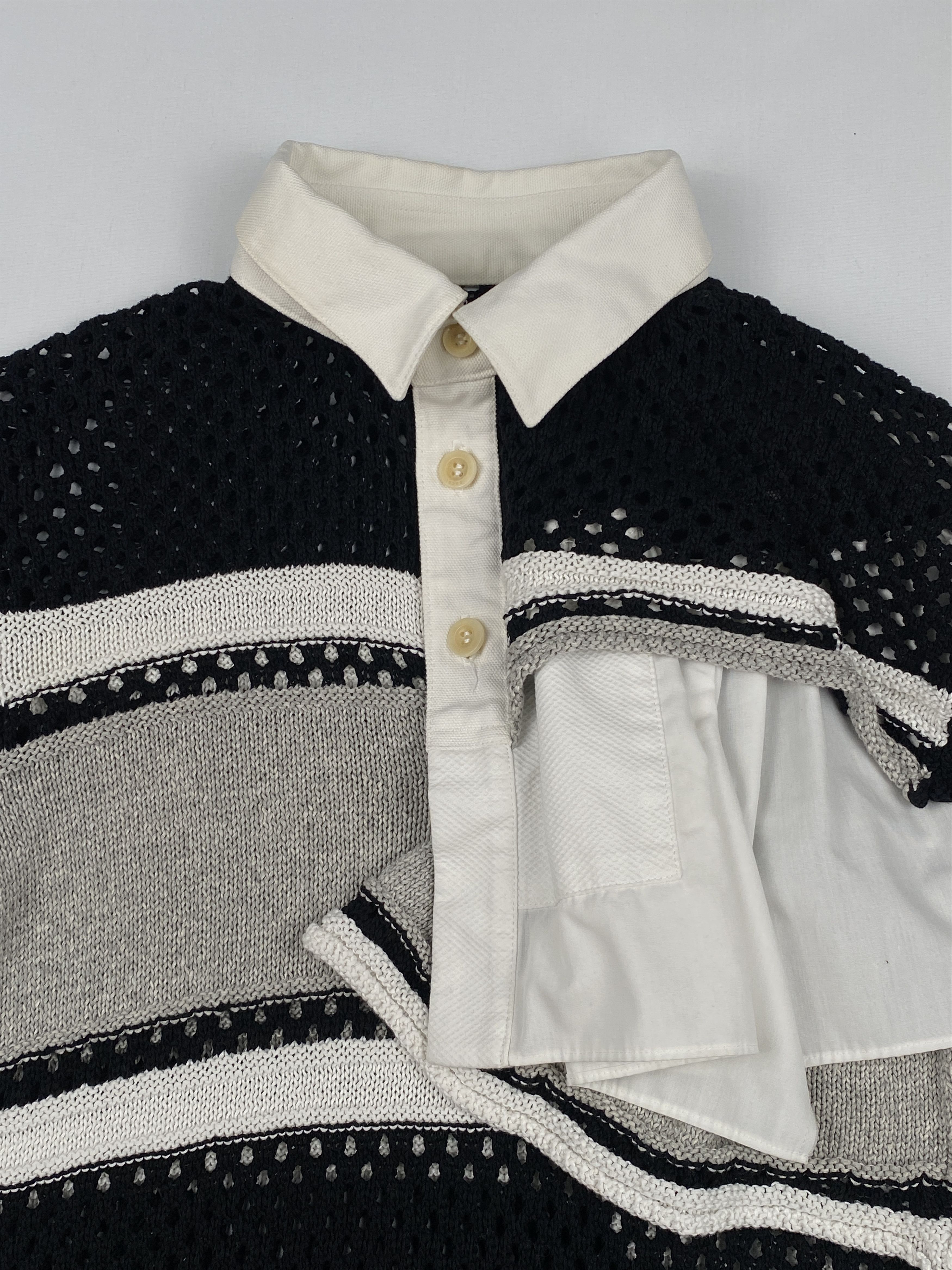 Sacai Paneled Ruffled Polo Top Size L / US 10 / IT 46 - 3 Thumbnail