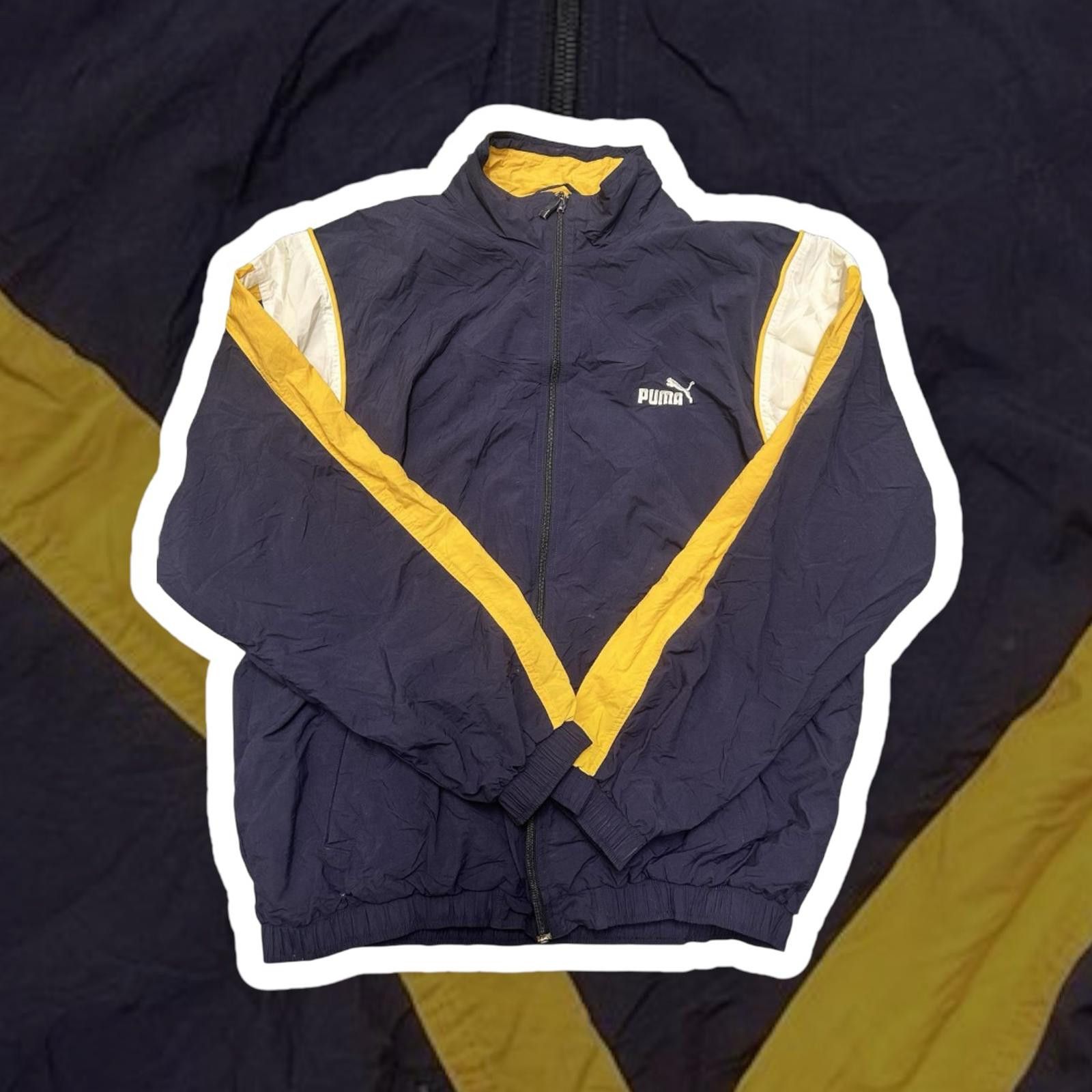 Puma Puma Navy and Yellow Windbreaker Jacket - XL Size US XL / EU 56 / 4 - 1 Thumbnail
