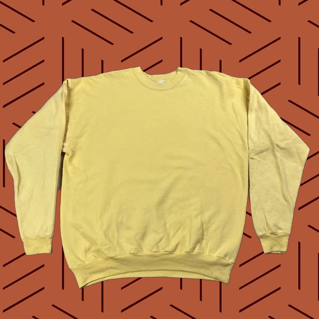 Hanes VINTAGE HANES FLEECE CREWNECK SWEATSHIRT BLANK ADULT LARGE PALE YELLOW LONG SLEEVE Unisex Size US L / EU 52-54 / 3 - 1 Thumbnail
