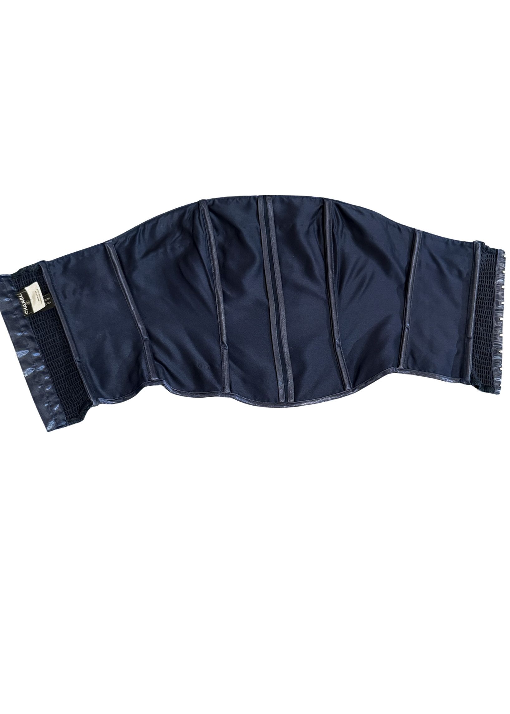 Chanel Chanel C08 Navy Blue Silk Satin Corset Top Size XS / US 0-2 / IT 36-38 - 8 Thumbnail