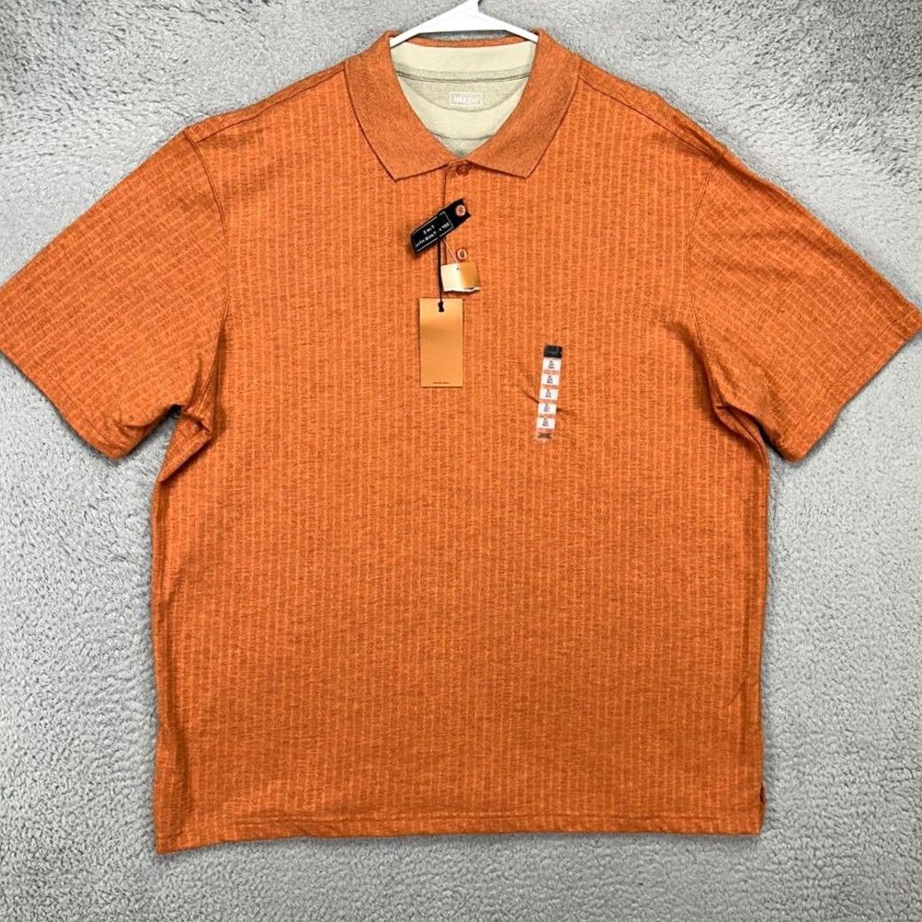 Haggar VINTAGE Haggar 2n1 Polo Shirt Mens XL Built In Tee Orange Striped Knit Rugby, 2n1 Built In Tee, Polo, Short Sleeve, Chest 51, Length 31, NEW Size US XL / EU 56 / 4 - 3 Thumbnail