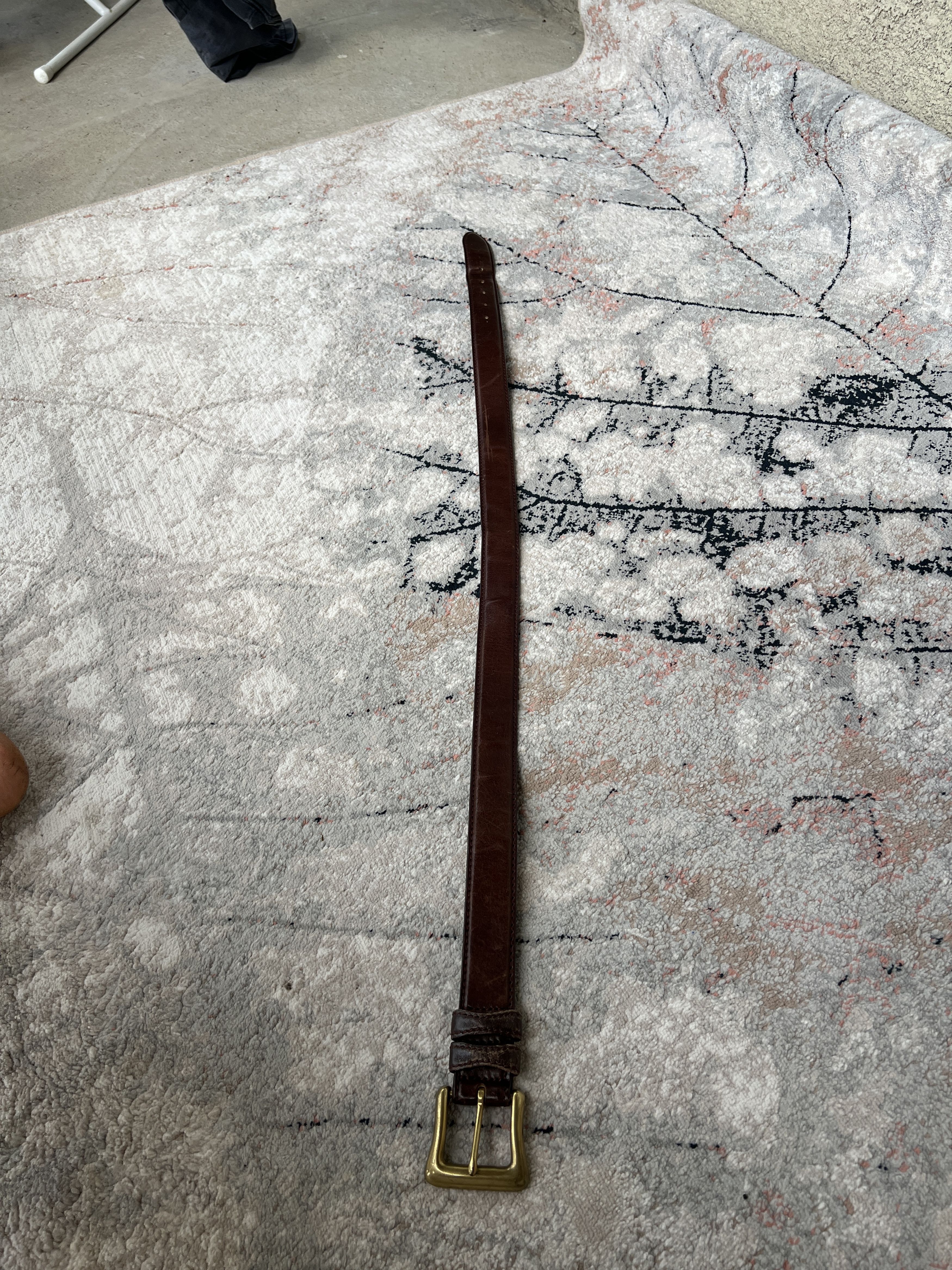 Vintage Solid Brass Vintage Leather Belt Size ONE SIZE - 4 Thumbnail