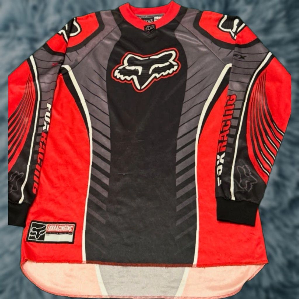 Vintage VINTAGE Fox Motocross Jersey Mens Long Sleeve M Red 90s Y2K Vintage Punk Grunge Hip Hop Sports BMX Football 90s Fox Racing Clothing Mens Medium VTG Size US M / EU 48-50 / 2 - 1 Thumbnail