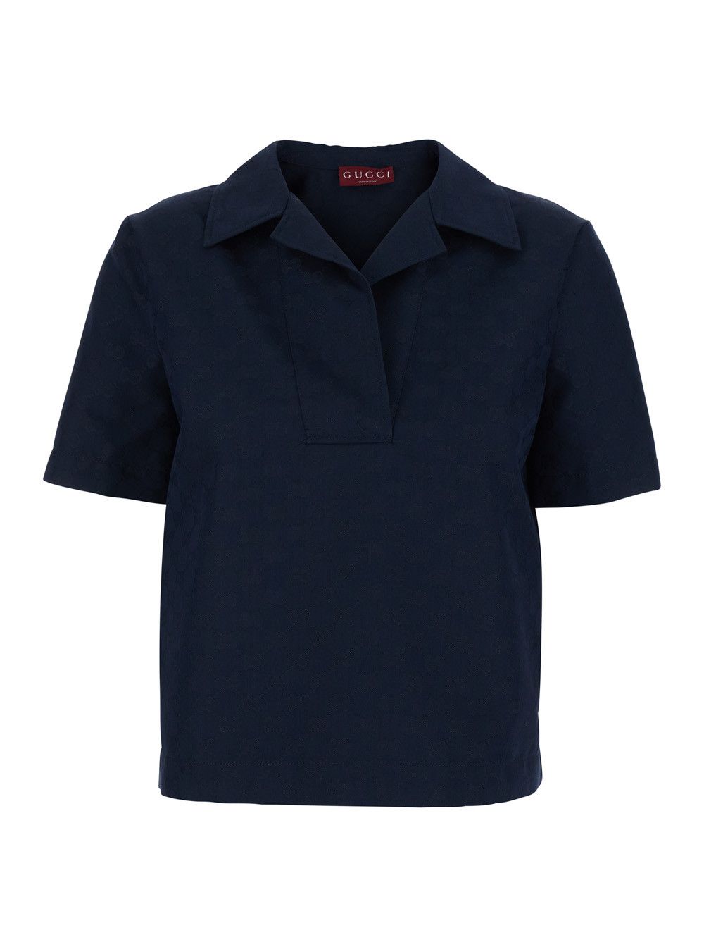 Gucci Blue Blouse with Wide Collar and V-Neck in Cotton Blend for Women Size M / US 6-8 / IT 42-44 - 1 Thumbnail