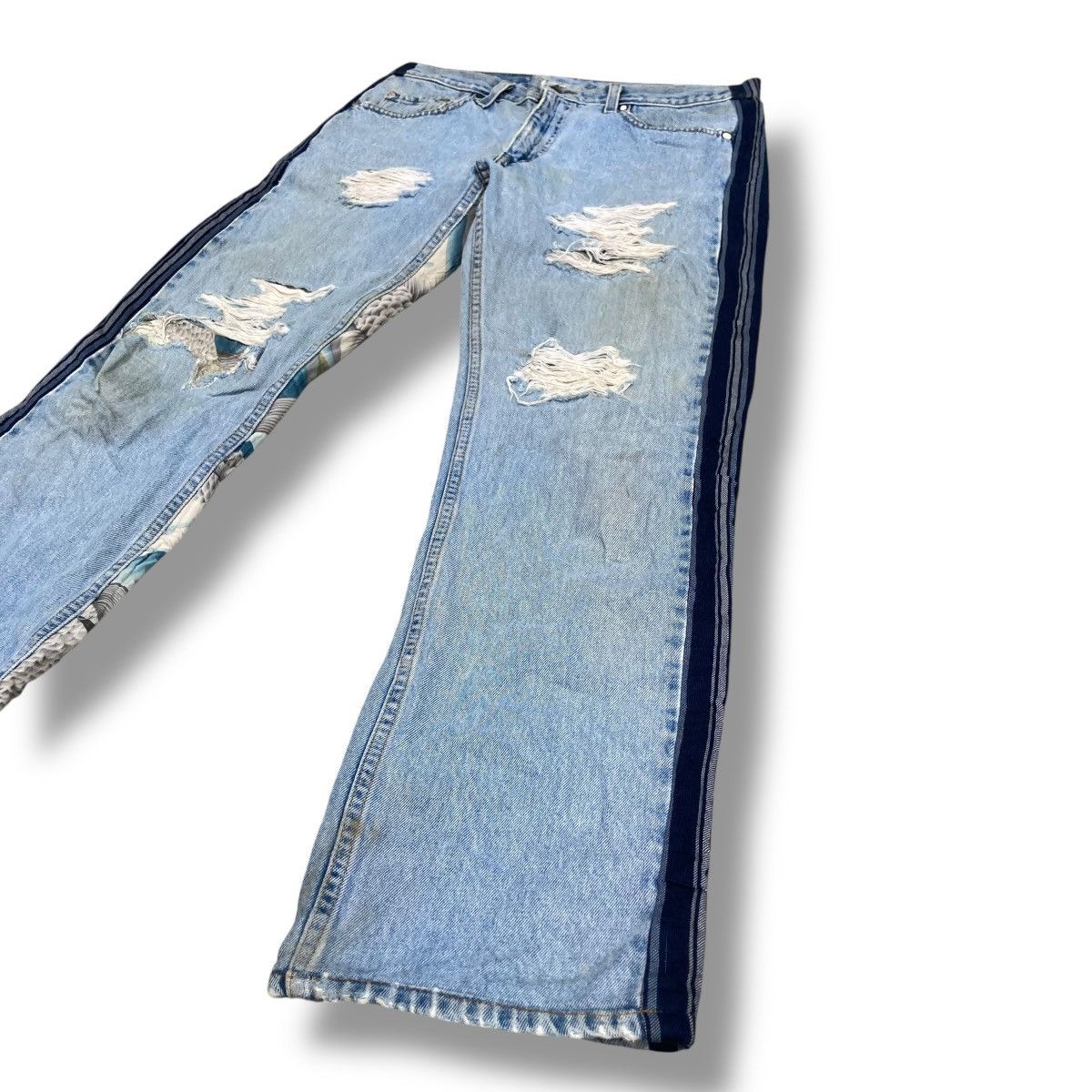 Handmade 🇯🇵 BLUESHADU JAPANESE KOI FISH DISTRESSED DENIM PANTS Size US 33 - 5 Thumbnail