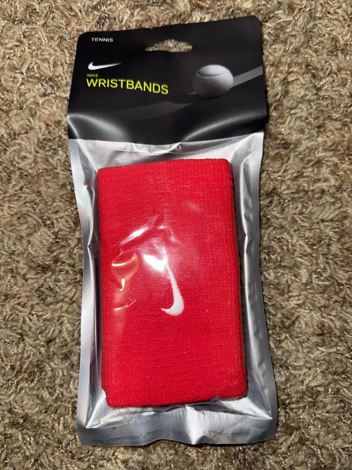 Nike Nike Unisex Double Wide Tennis Red Wristbands Nadal/Federer/Alcaraz Size ONE SIZE - 1 Thumbnail