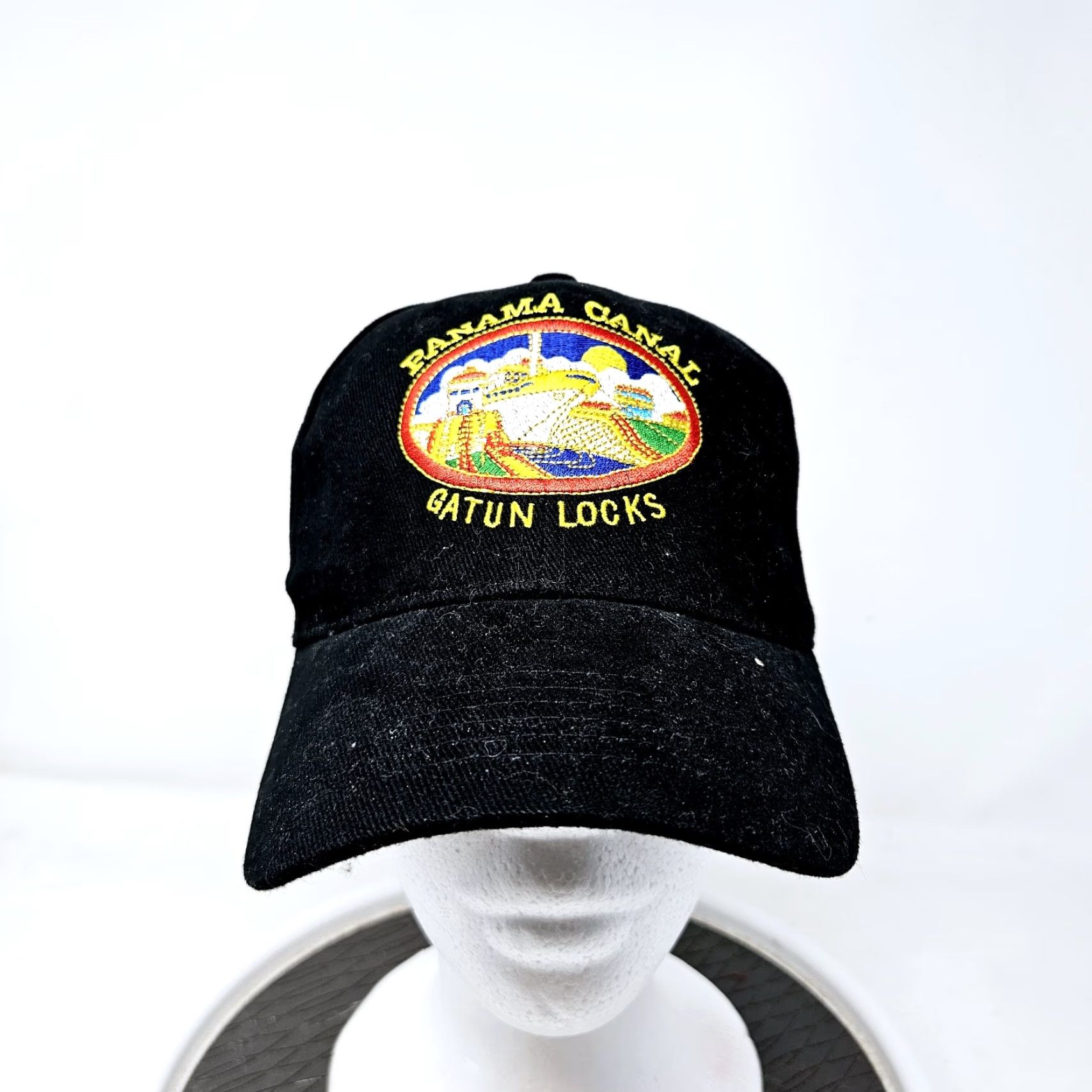 Vintage Panama Canal Miraflores Locks Embroidered Black Hat Cap FAST SHIPPING Baseball Cap Men One Size Adjustable Black Size ONE SIZE - 2 Thumbnail